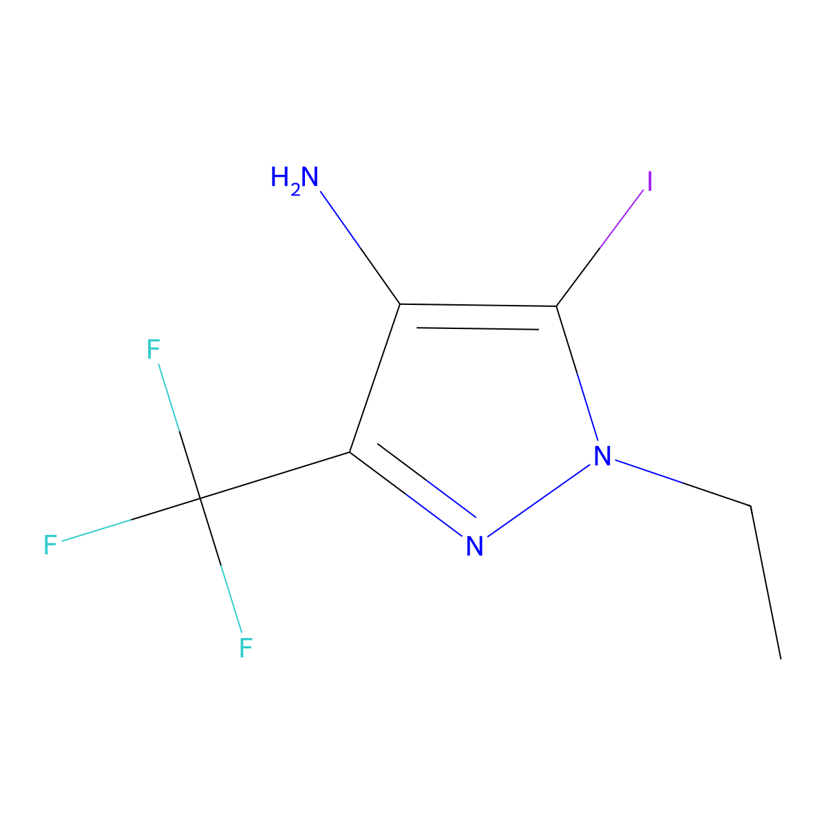 1-Ethyl-5-iodo-3-(trifluoromethyl)-1H-pyrazol-4-amine molecular structure, CAS 2091032-56-1