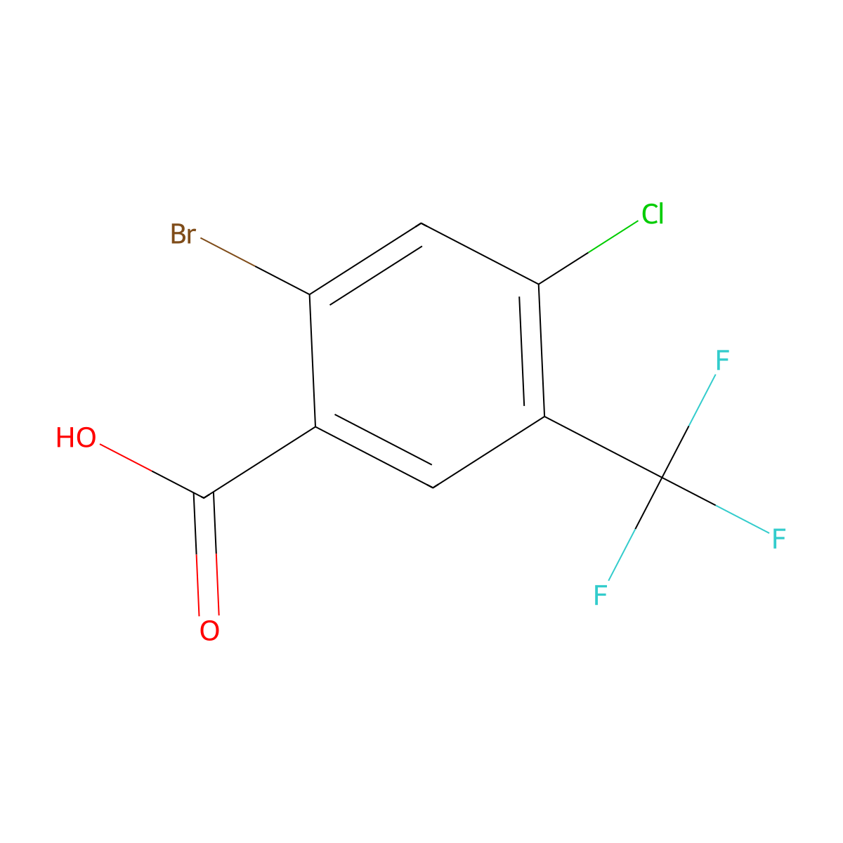 2-Bromo-4-chloro-5-(trifluoromethyl)benzoic acid molecular structure, CAS 2091035-67-3