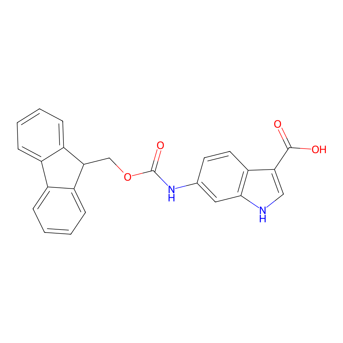 6-({[(9H-fluoren-9-yl)methoxy]carbonyl}amino)-1H-indole-3-carboxylic acid molecular structure, CAS 2091037-72-6