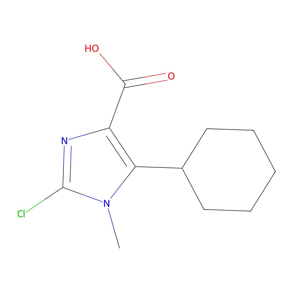 2-Chloro-5-cyclohexyl-1-methyl-1H-imidazole-4-carboxylic acid molecular structure, CAS 2091038-61-6