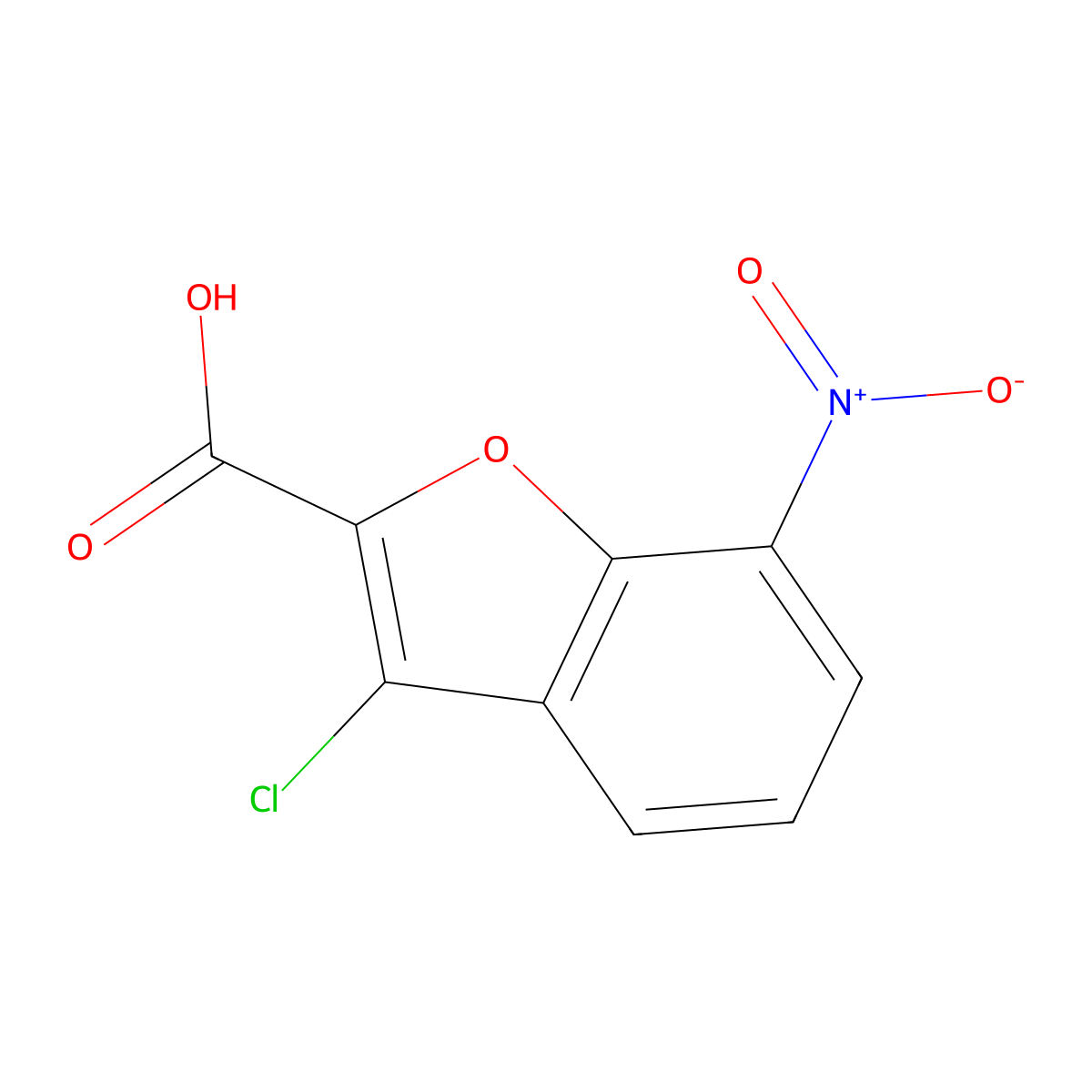 3-Chloro-7-nitro-1-benzofuran-2-carboxylic acid molecular structure, CAS 2091039-20-0