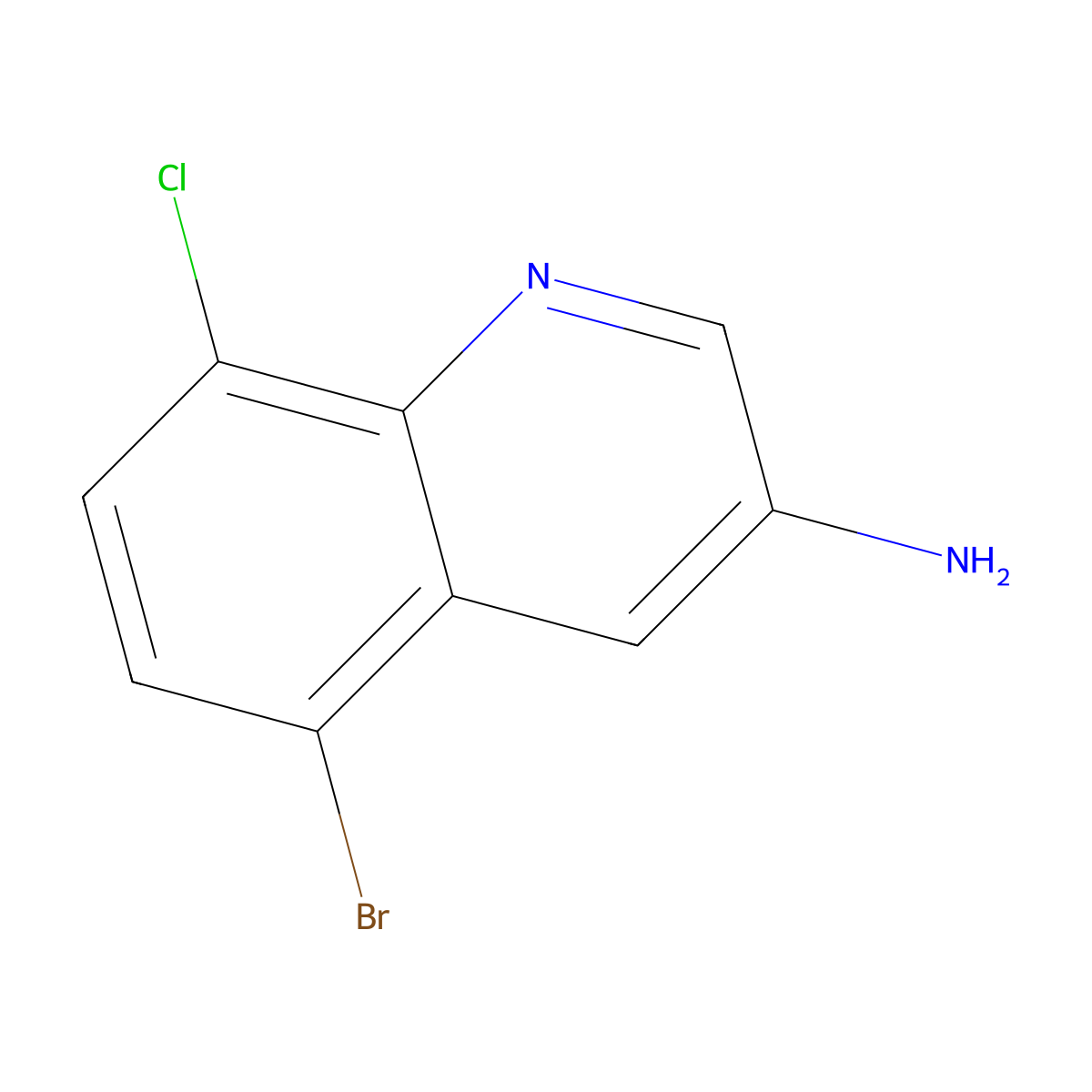 5-Bromo-8-chloroquinolin-3-amine molecular structure, CAS 2091039-46-0