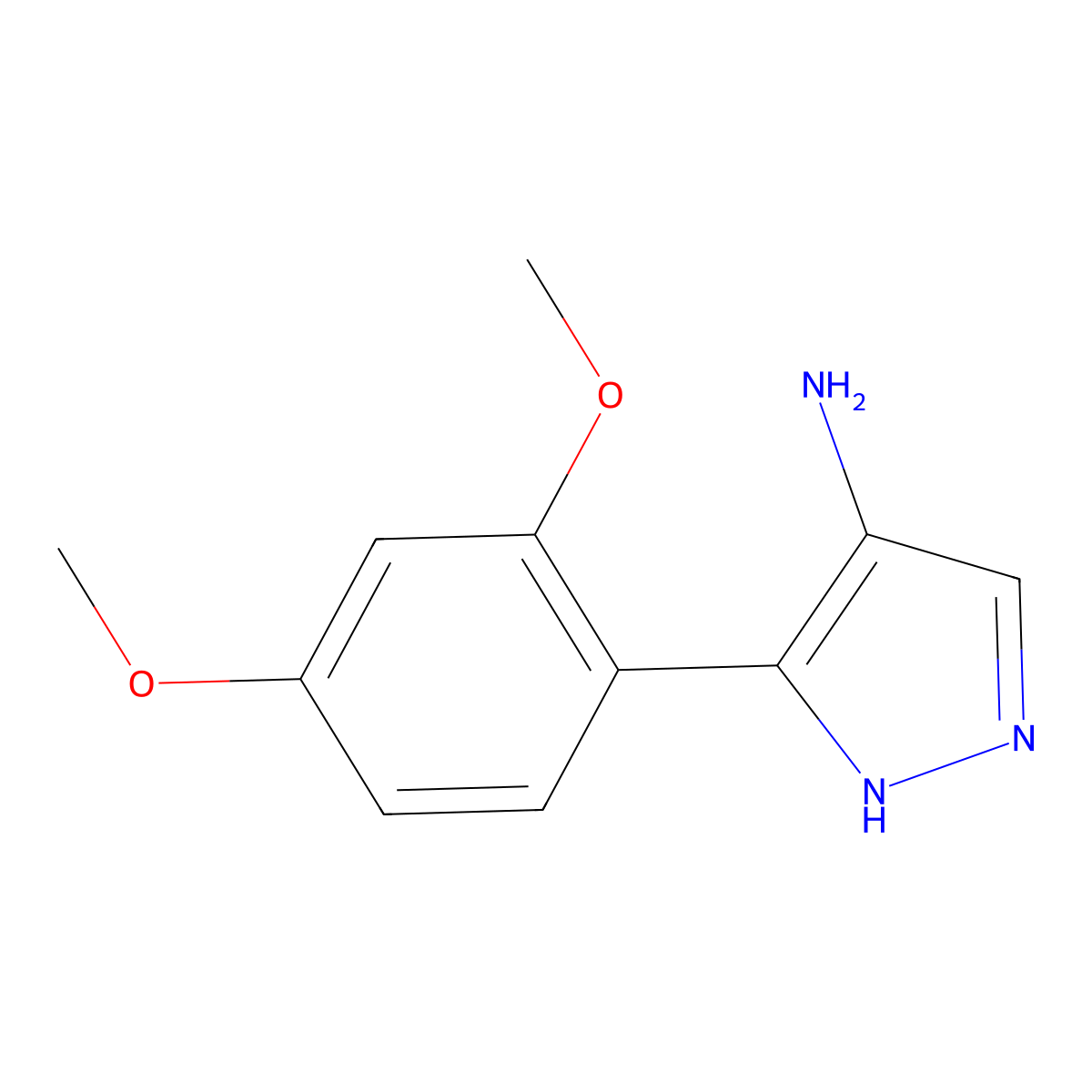 5-(2,4-Dimethoxyphenyl)-1h-pyrazol-4-amine molecular structure, CAS 2091041-51-7