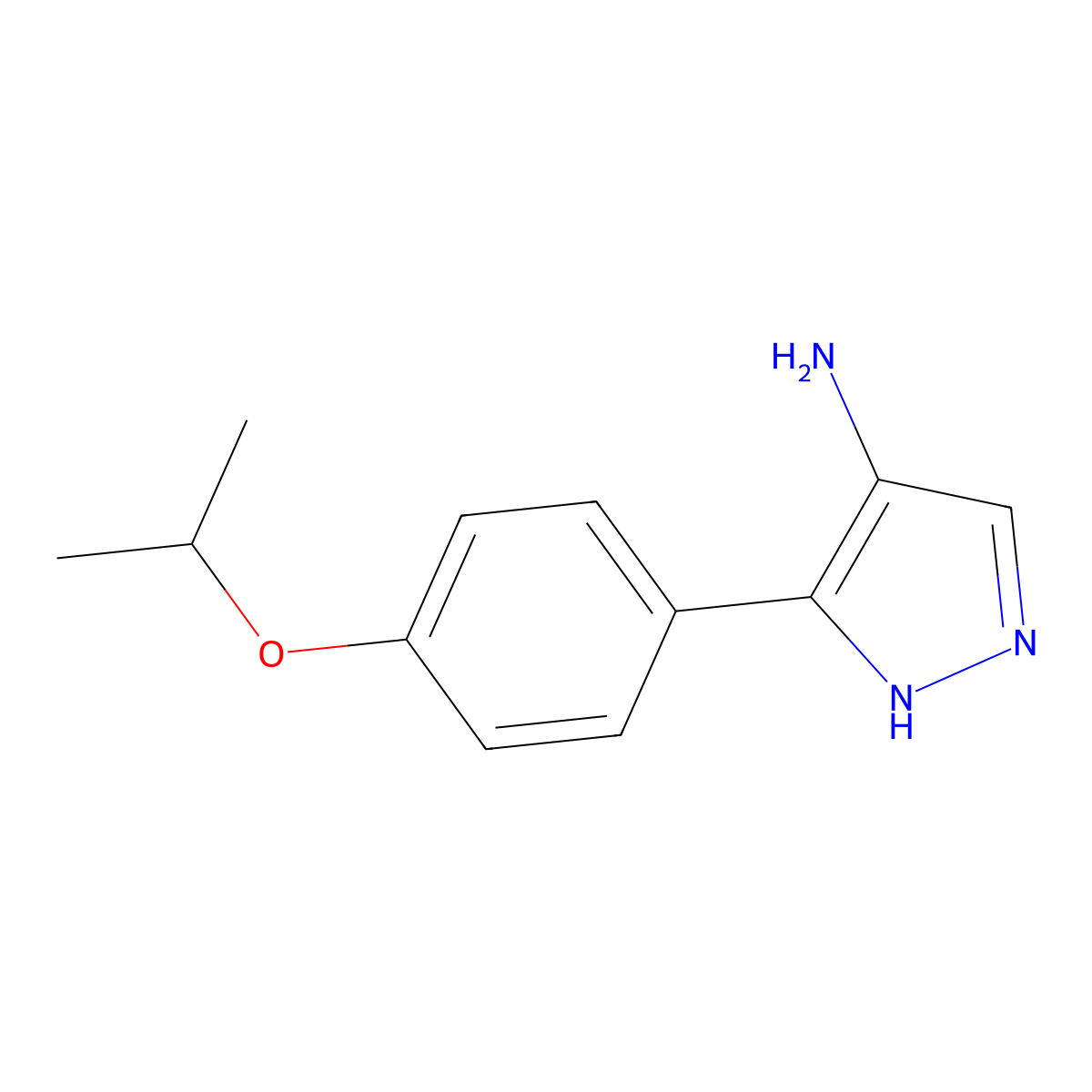 5-[4-(Propan-2-yloxy)phenyl]-1h-pyrazol-4-amine molecular structure, CAS 2091041-71-1