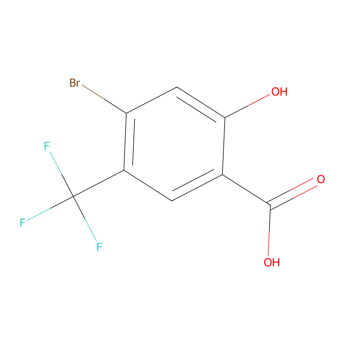 4-Bromo-2-hydroxy-5-(trifluoromethyl)benzoic acid molecular structure, CAS 2091042-27-0