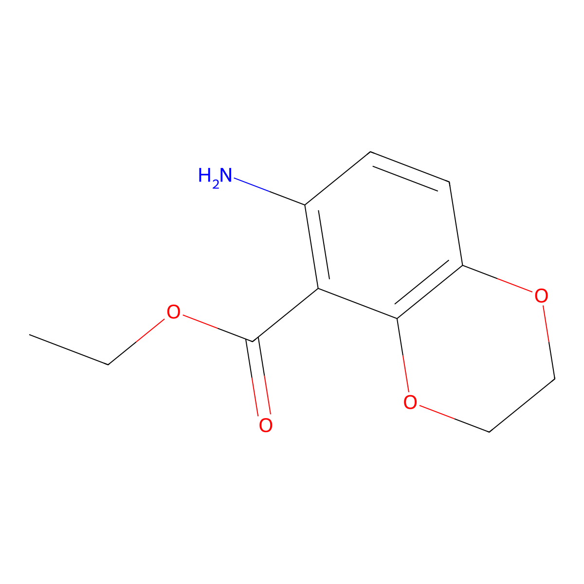 Ethyl 6-amino-2,3-dihydro-1,4-benzodioxine-5-carboxylate molecular structure, CAS 2091043-52-4
