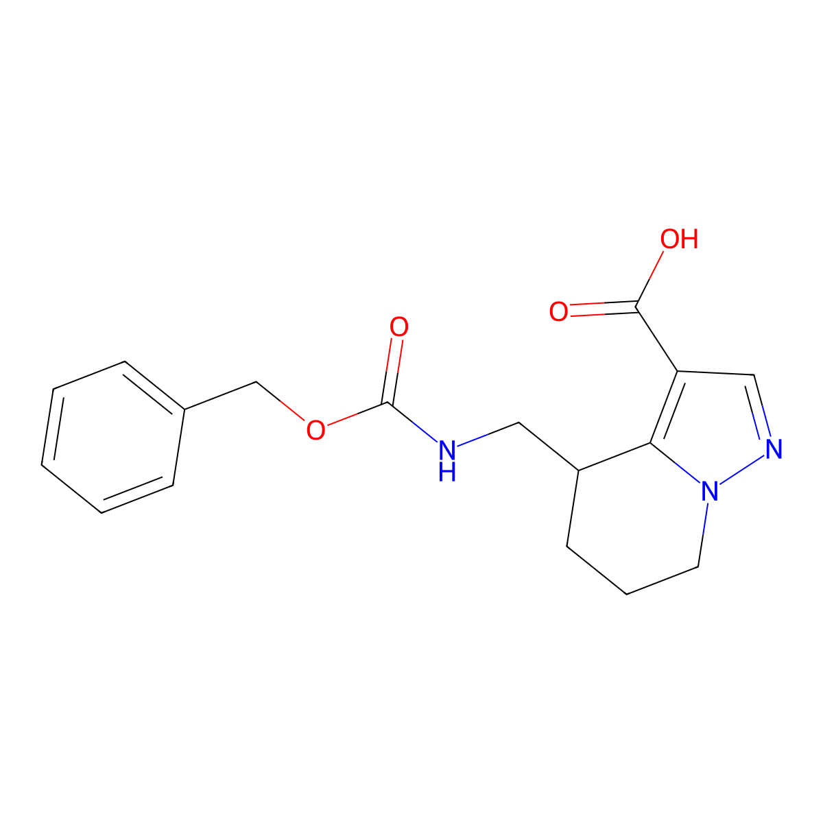 4-({[(benzyloxy)carbonyl]amino}methyl)-4H,5H,6H,7H-pyrazolo[1,5-a]pyridine-3-carboxylic acid molecular structure, CAS 2091043-71-7