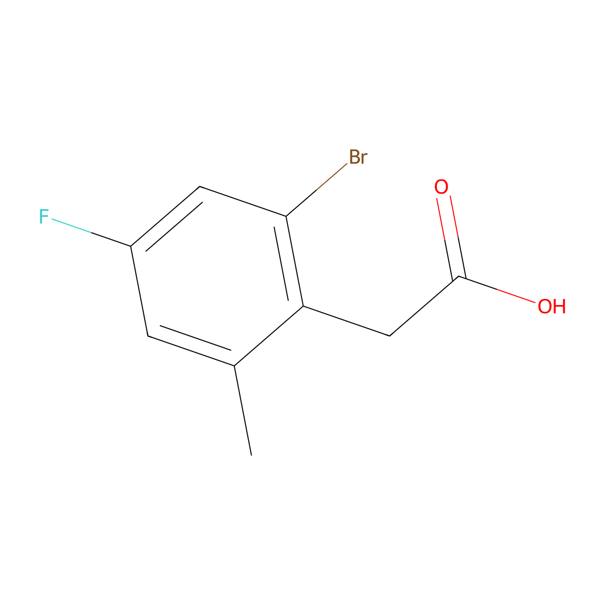 2-(2-Bromo-4-fluoro-6-methylphenyl)acetic acid molecular structure, CAS 2091043-88-6