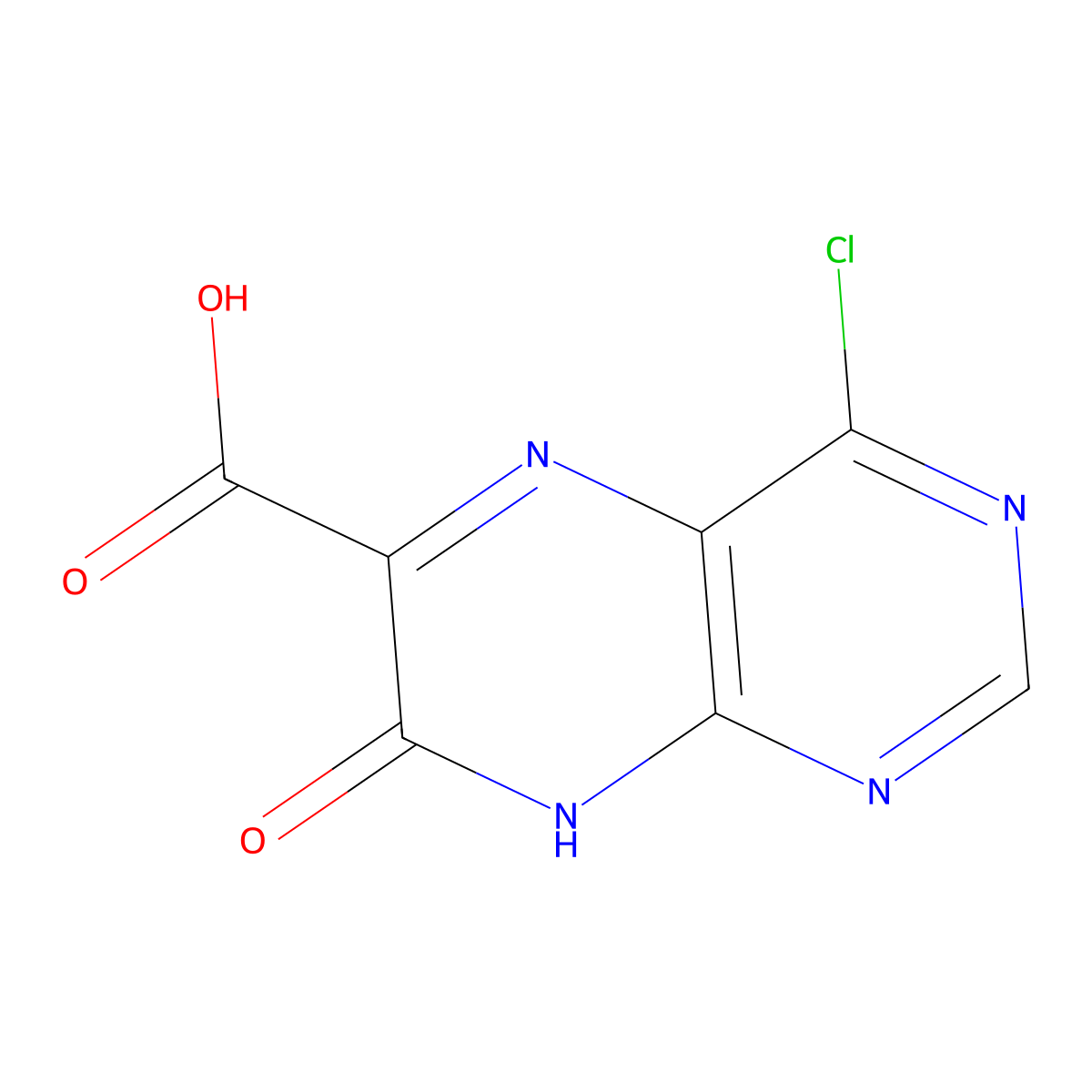 4-Chloro-7-hydroxypteridine-6-carboxylic acid molecular structure, CAS 2091044-43-6