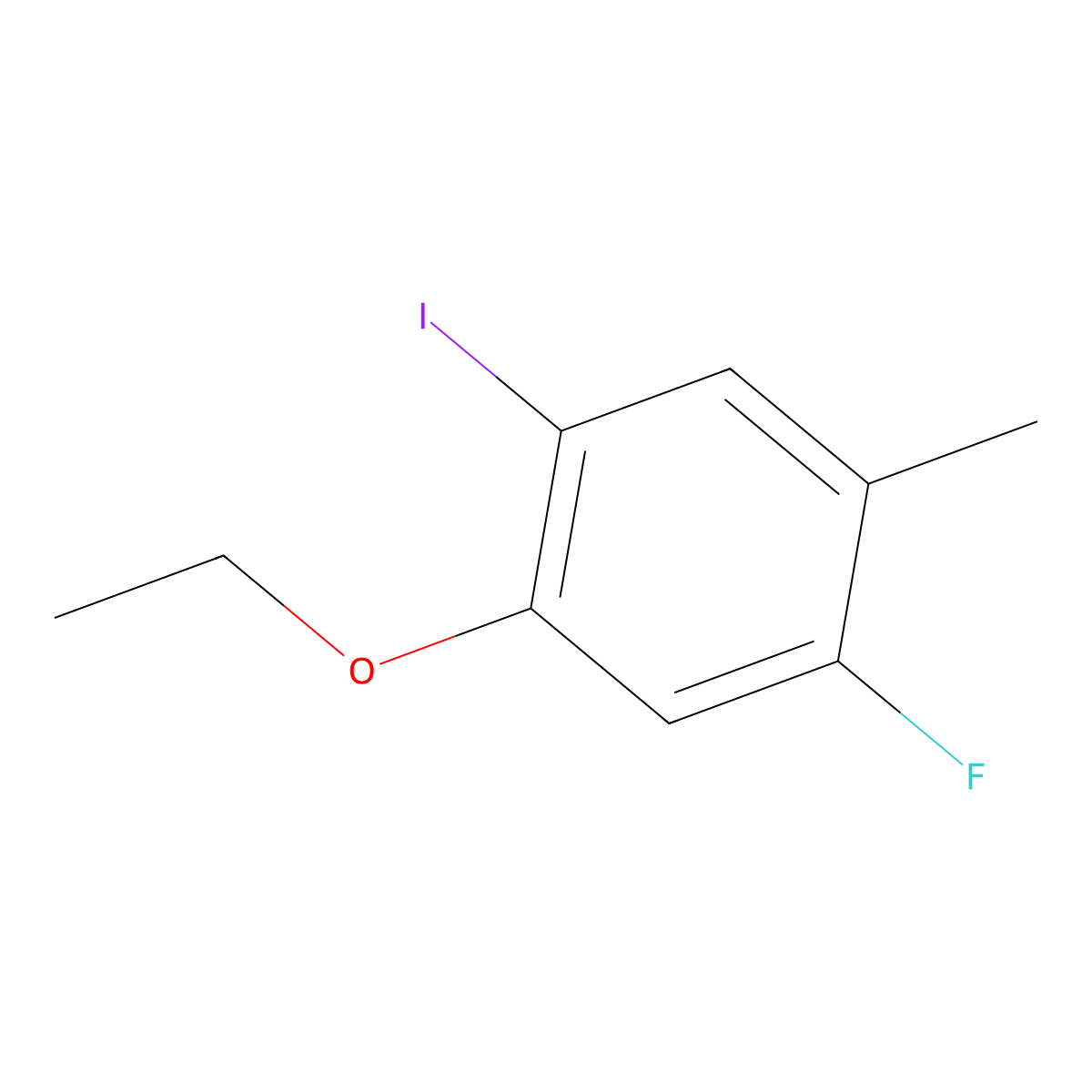 1-Ethoxy-5-fluoro-2-iodo-4-methylbenzene molecular structure, CAS 2091046-92-1