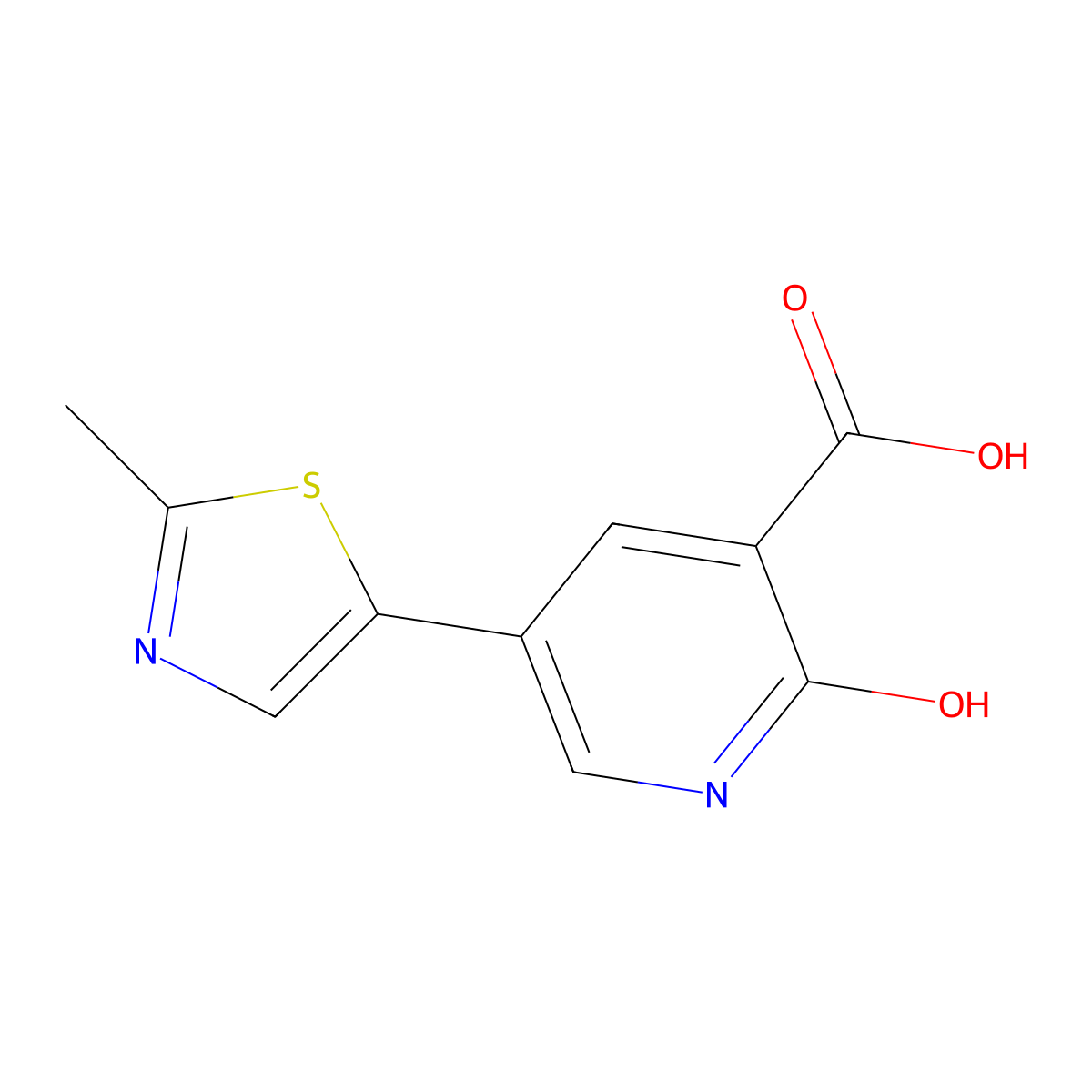 2-Hydroxy-5-(2-methyl-1,3-thiazol-5-yl)pyridine-3-carboxylic acid molecular structure, CAS 2091049-48-6