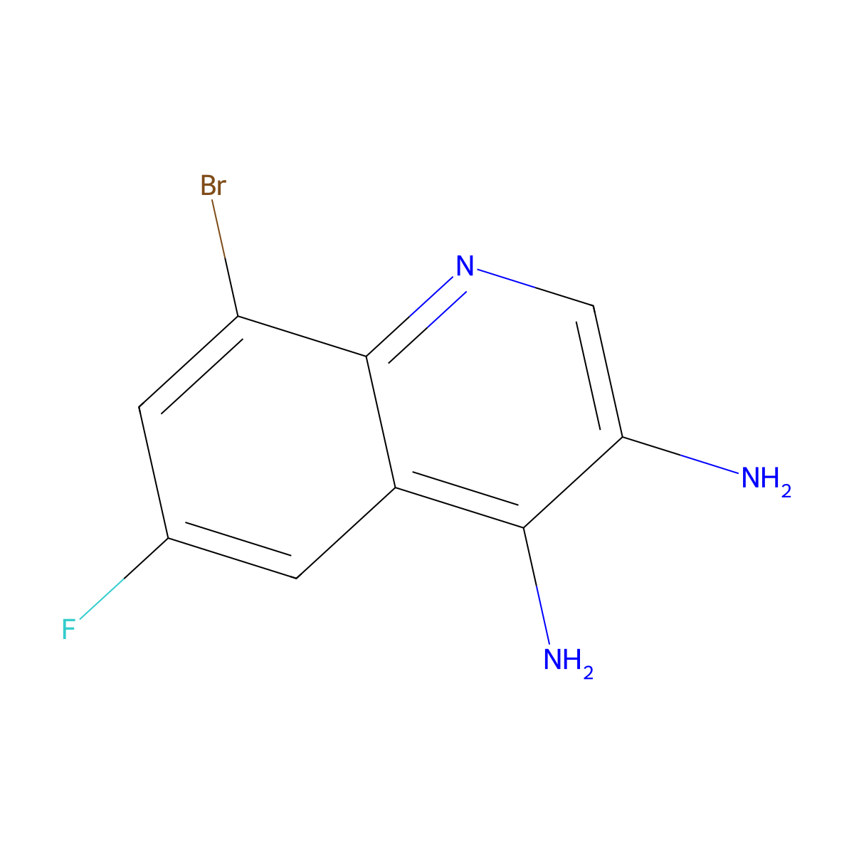8-Bromo-6-fluoroquinoline-3,4-diamine molecular structure, CAS 2091049-81-7