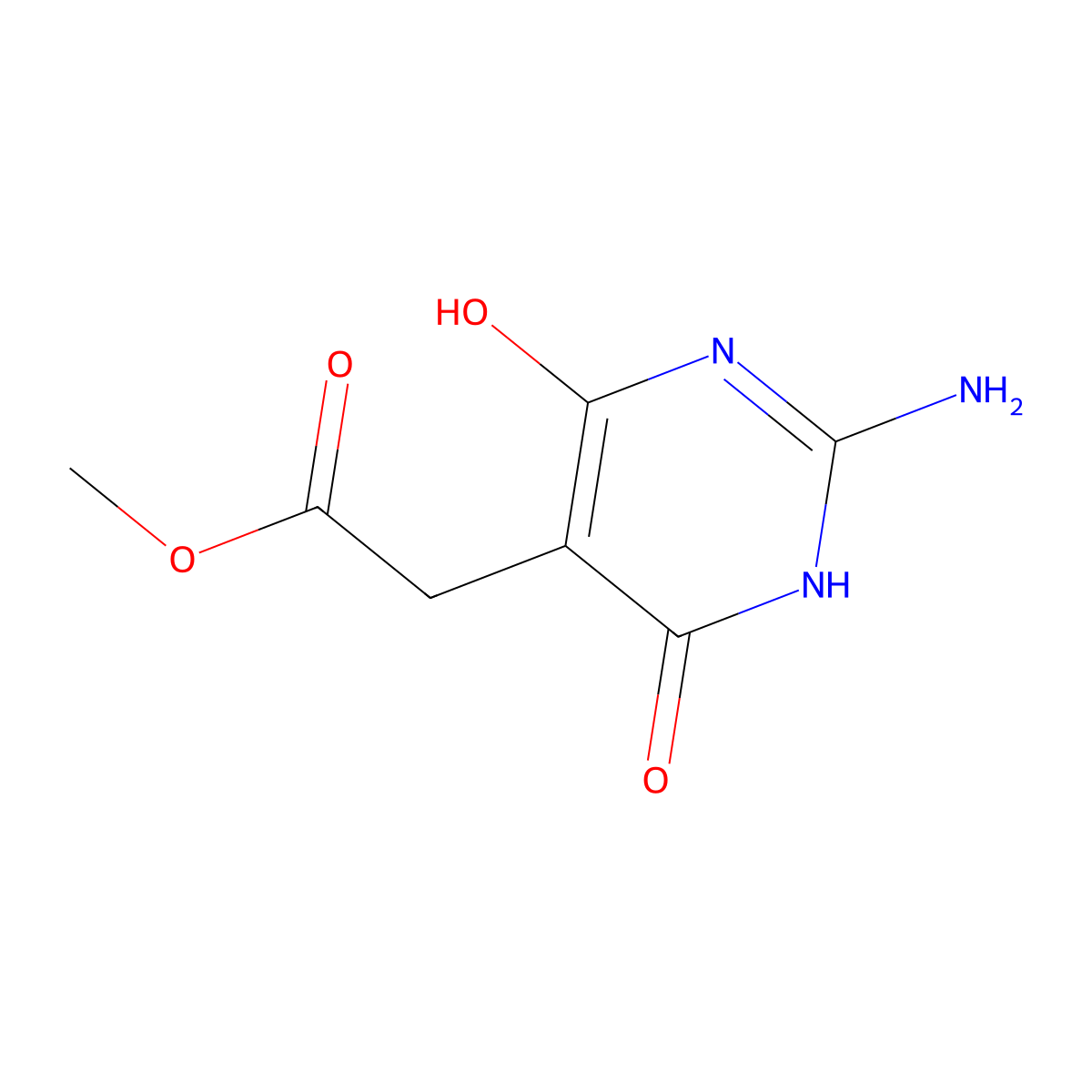Methyl 2-(2-amino-4,6-dihydroxypyrimidin-5-yl)acetate molecular structure, CAS 2091051-39-5