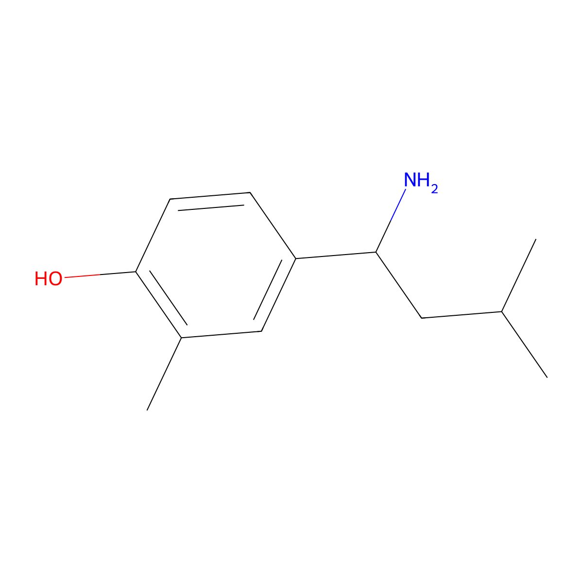 4-(1-Amino-3-methylbutyl)-2-methylphenol molecular structure, CAS 2091054-86-1