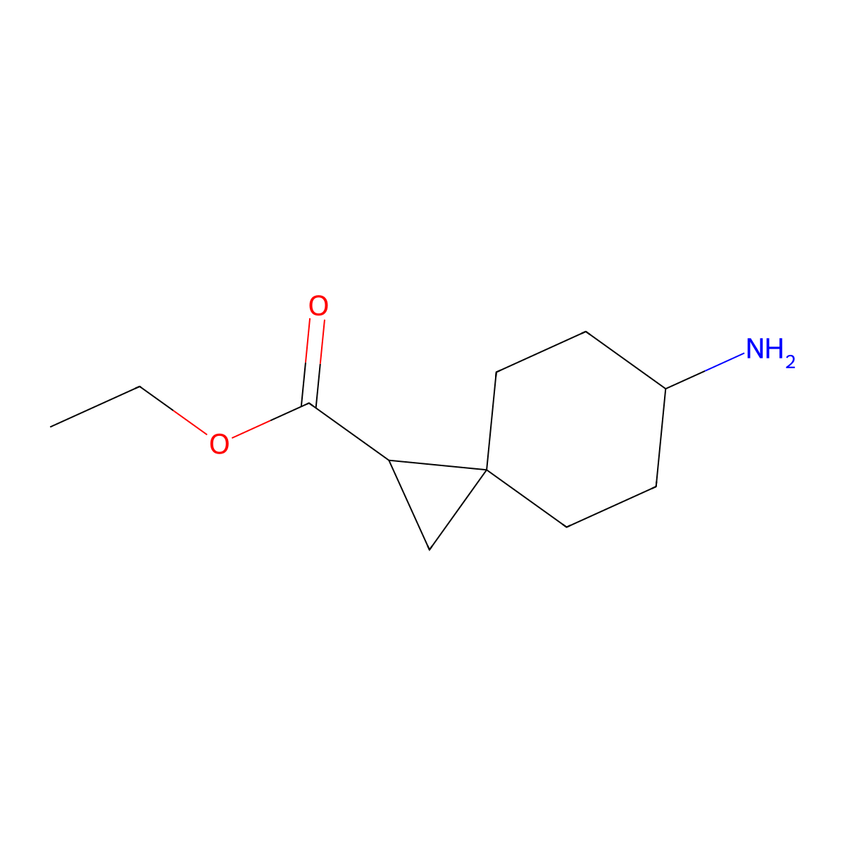Ethyl 6-aminospiro[2.5]octane-1-carboxylate molecular structure, CAS 2091057-02-0