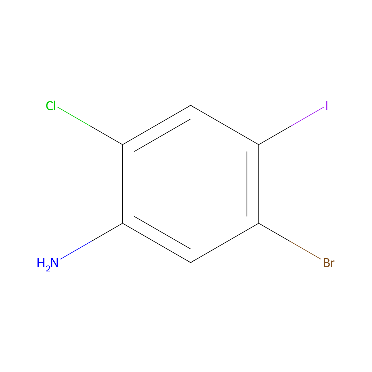 5-Bromo-2-chloro-4-iodoaniline molecular structure, CAS 2091059-64-0