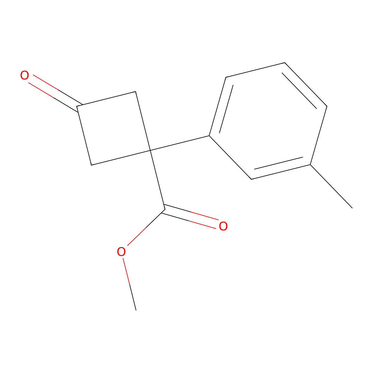 Methyl 1-(3-methylphenyl)-3-oxocyclobutane-1-carboxylate molecular structure, CAS 2091063-31-7