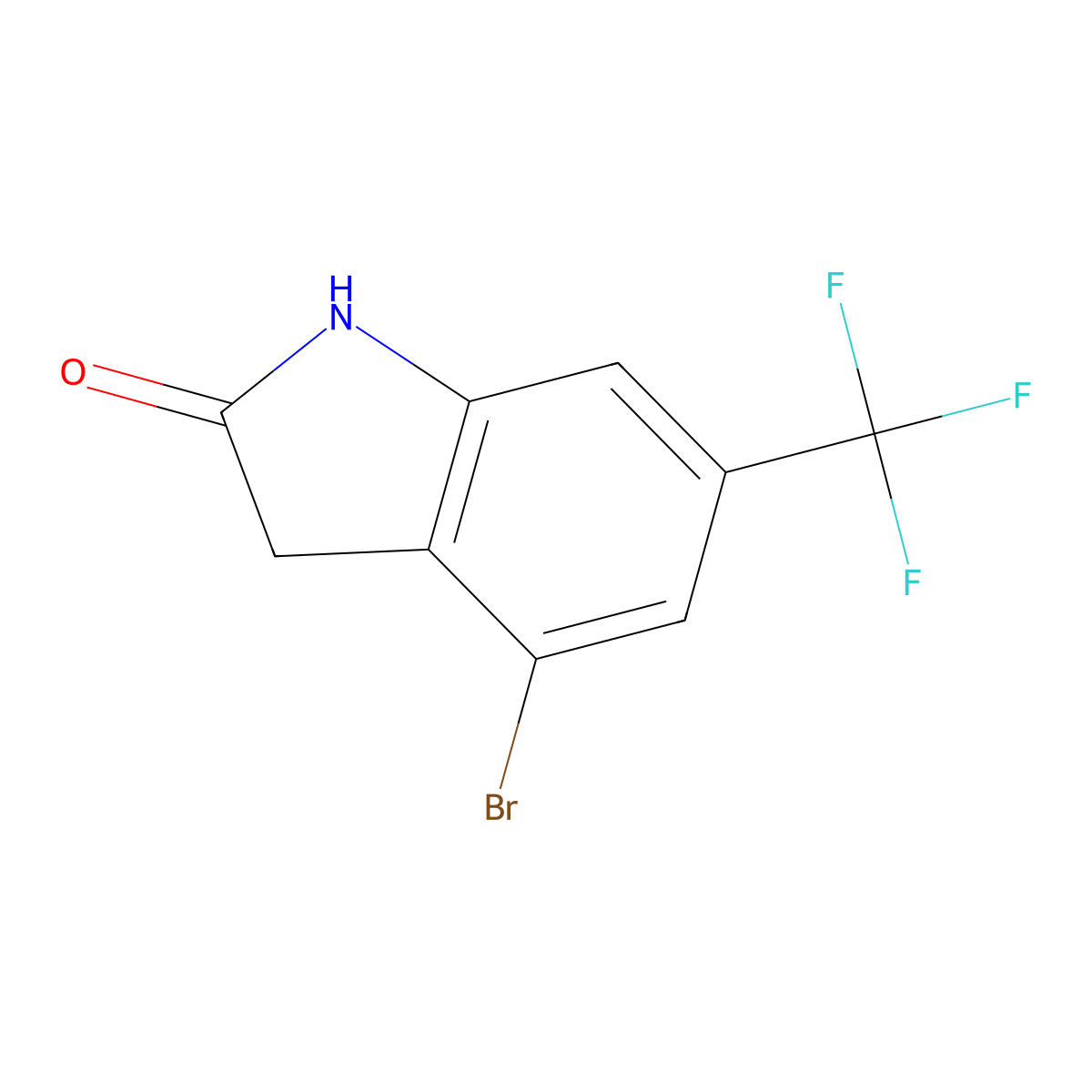 4-Bromo-6-(trifluoromethyl)indolin-2-one molecular structure, CAS 2091064-29-6