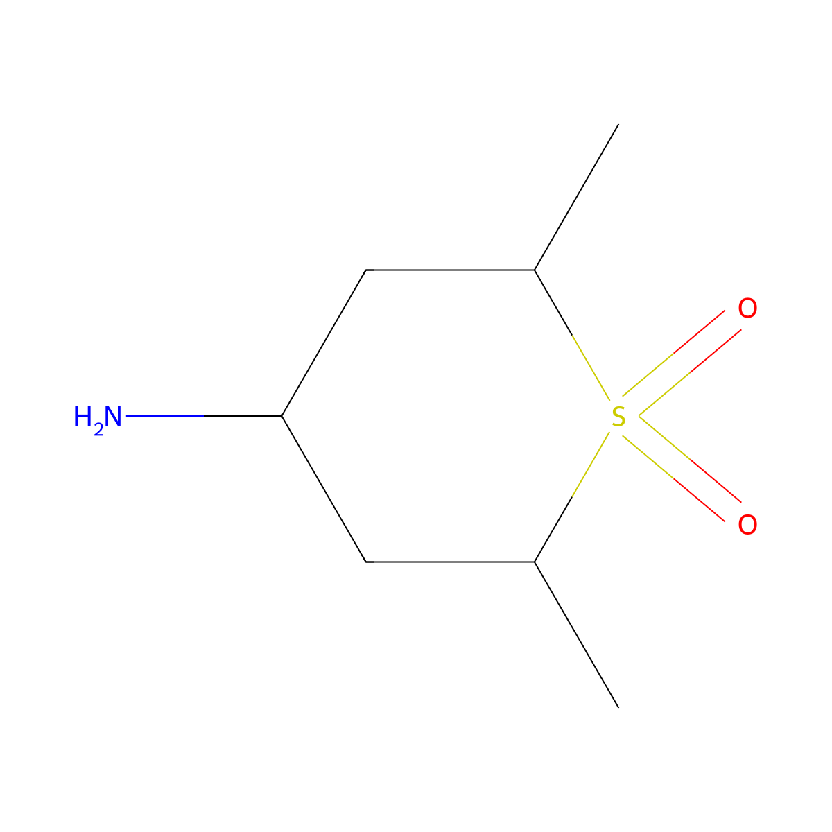 4-Amino-2,6-dimethyl-1lambda6-thiane-1,1-dione molecular structure, CAS 2091064-32-1