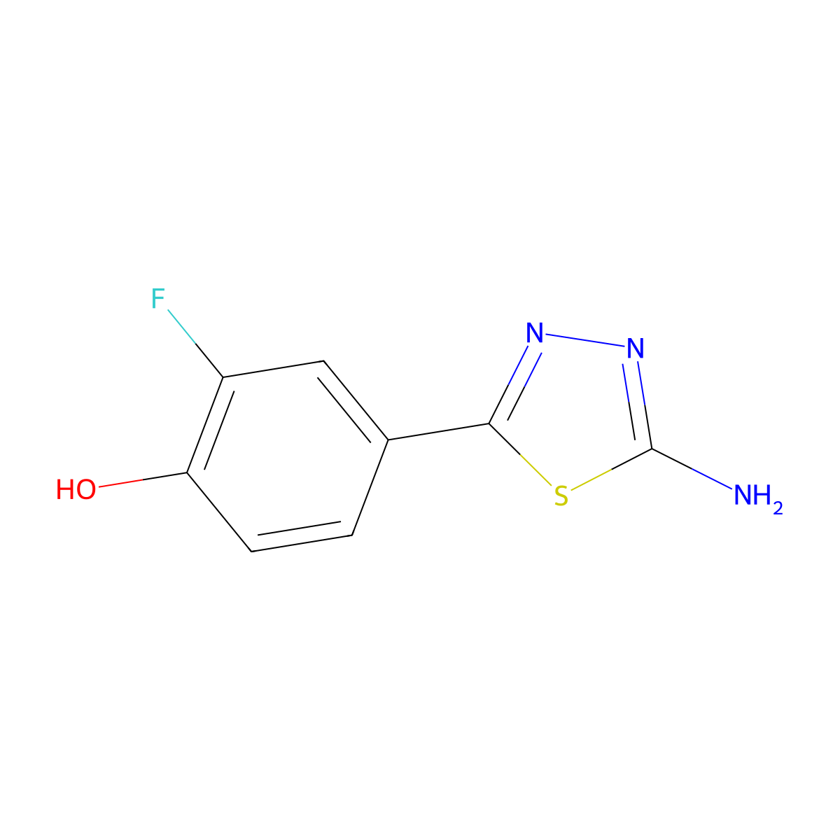 4-(5-Amino-1,3,4-thiadiazol-2-yl)-2-fluorophenol molecular structure, CAS 2091065-99-3