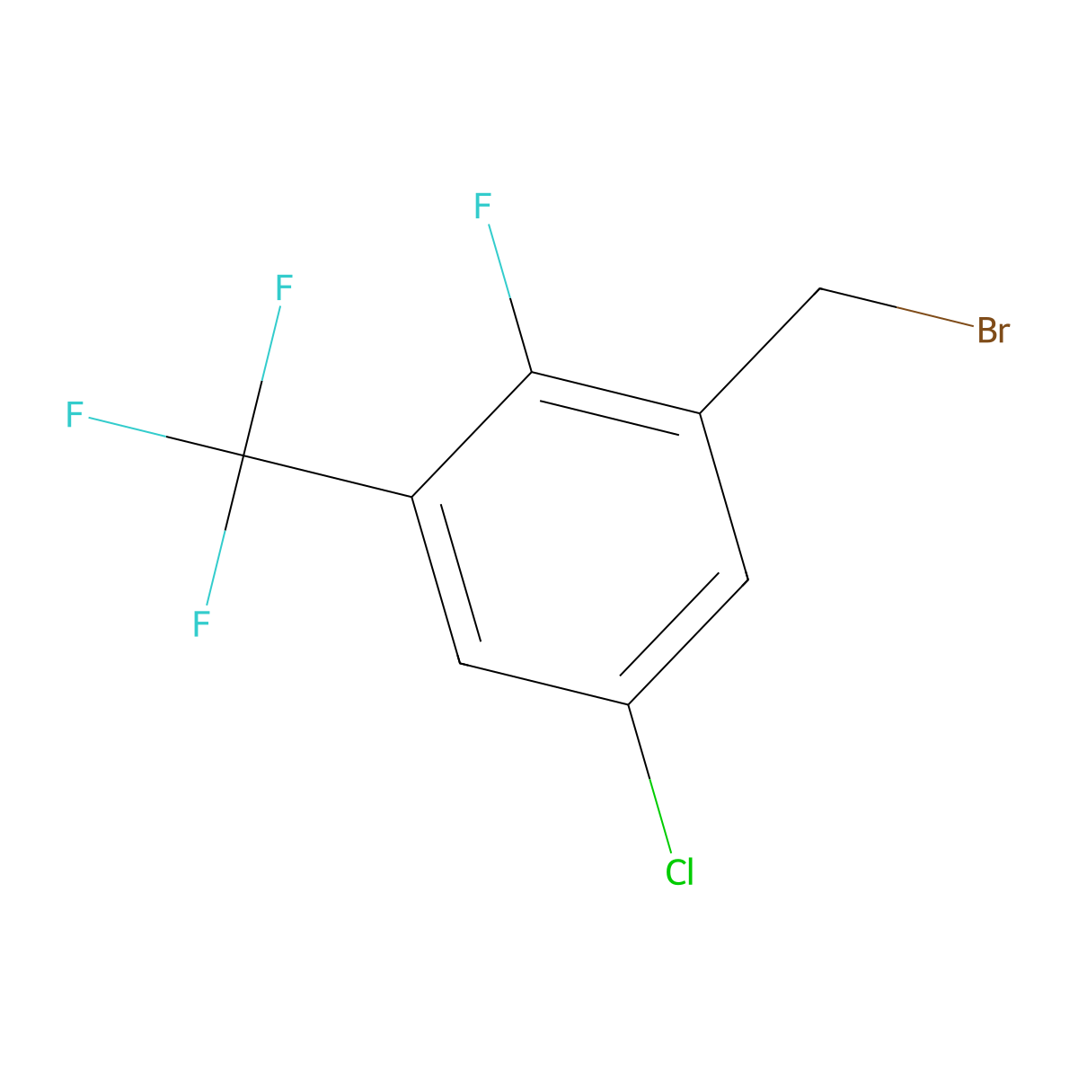 1-(Bromomethyl)-5-chloro-2-fluoro-3-(trifluoromethyl)benzene molecular structure, CAS 2091068-61-8