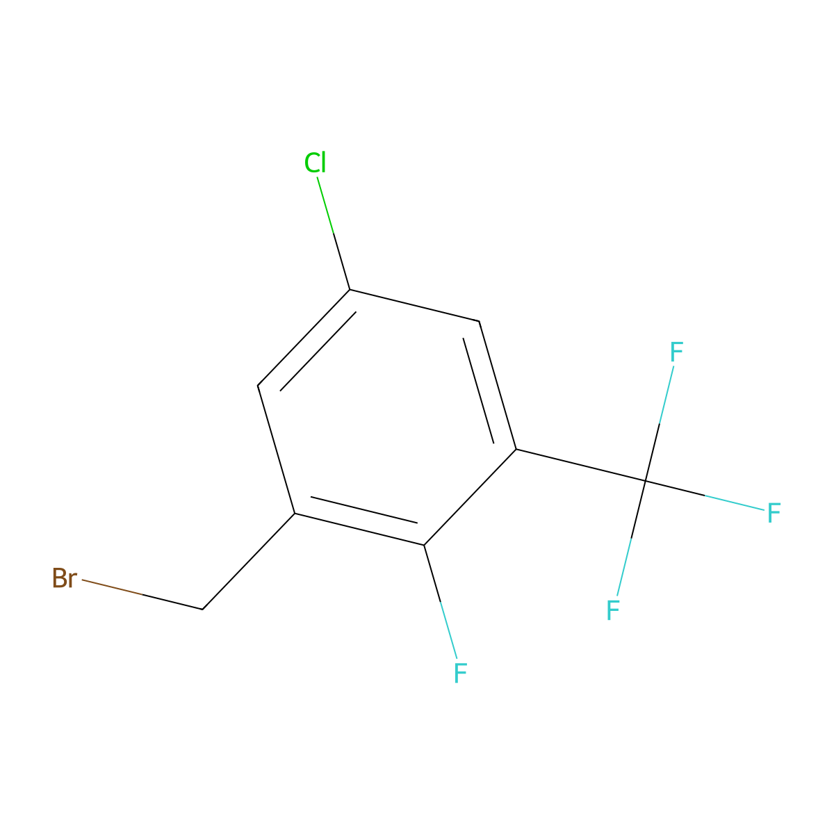 1-(Bromomethyl)-5-chloro-2-fluoro-3-(trifluoromethyl)benzene molecular structure, CAS 2091068-61-8