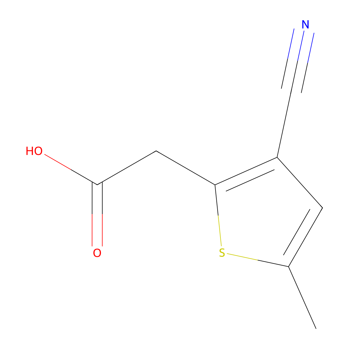 2-(3-Cyano-5-methylthiophen-2-yl)acetic acid molecular structure, CAS 2091070-45-8