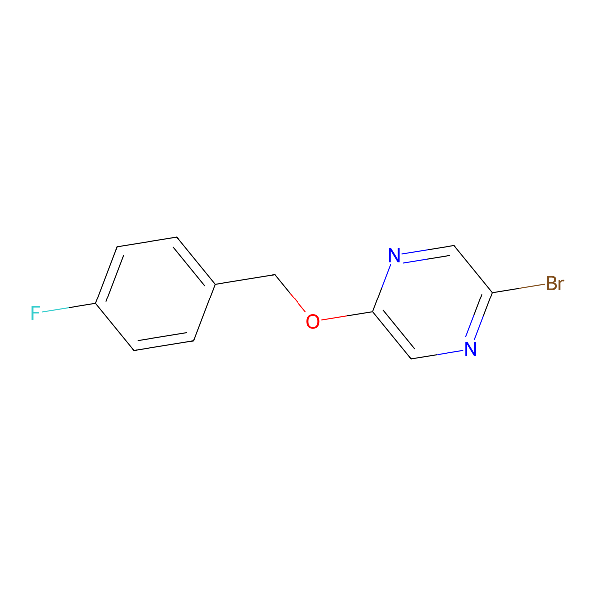 2-Bromo-5-(4-fluorobenzyloxy)pyrazine molecular structure, CAS 2091080-31-6
