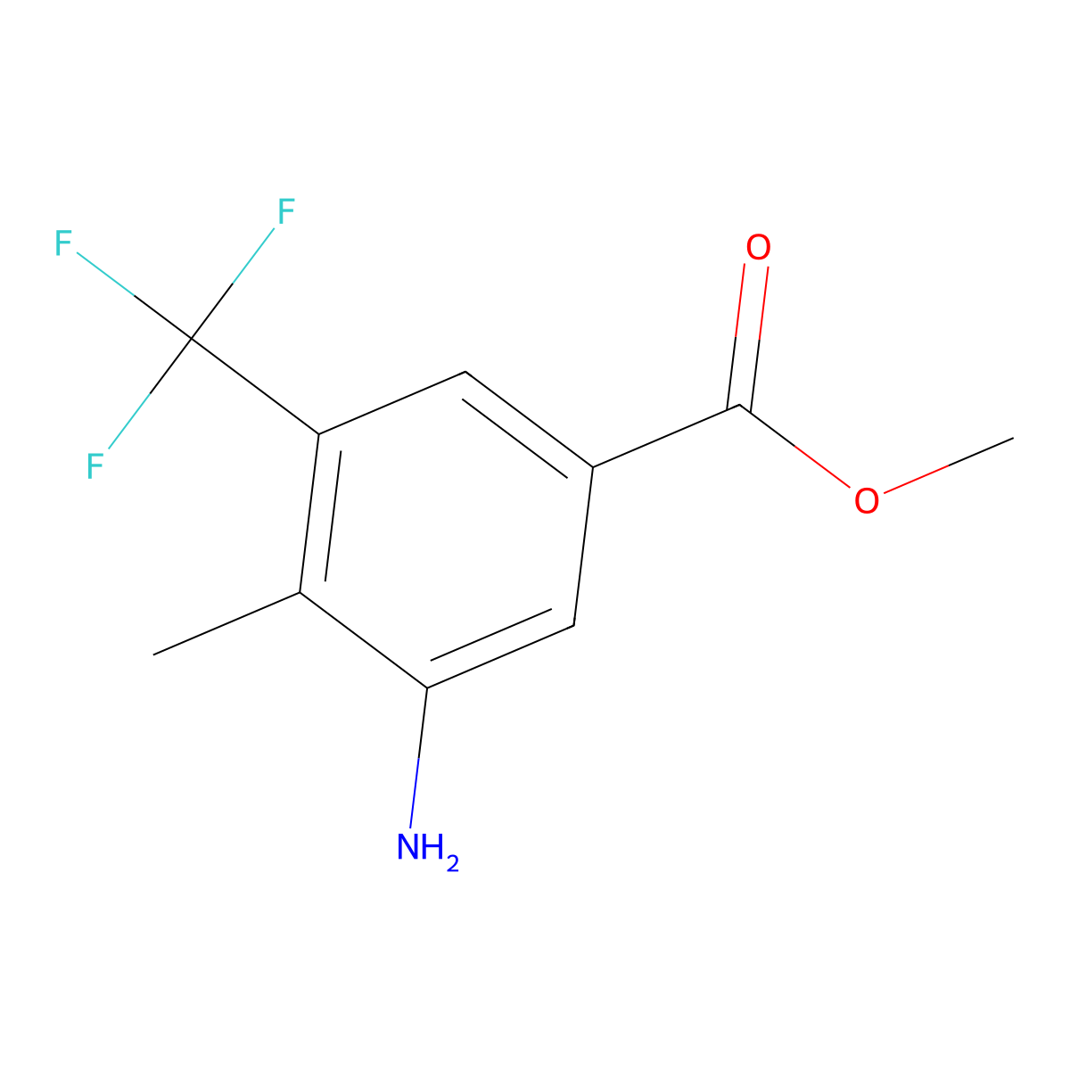 Methyl 3-amino-4-methyl-5-(trifluoromethyl)benzoate molecular structure, CAS 2091083-08-6