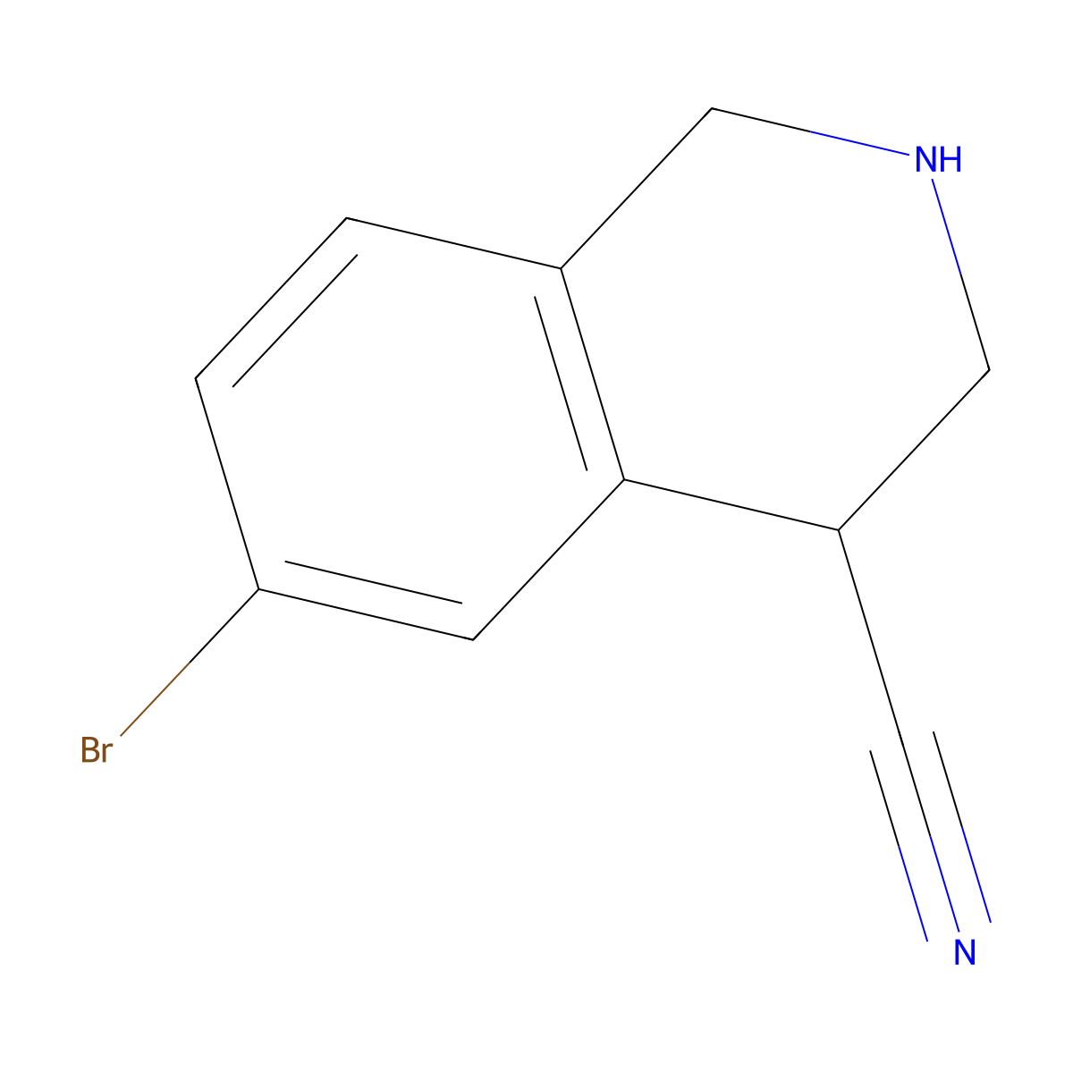 6-Bromo-1,2,3,4-tetrahydroisoquinoline-4-carbonitrile molecular structure, CAS 2091090-13-8