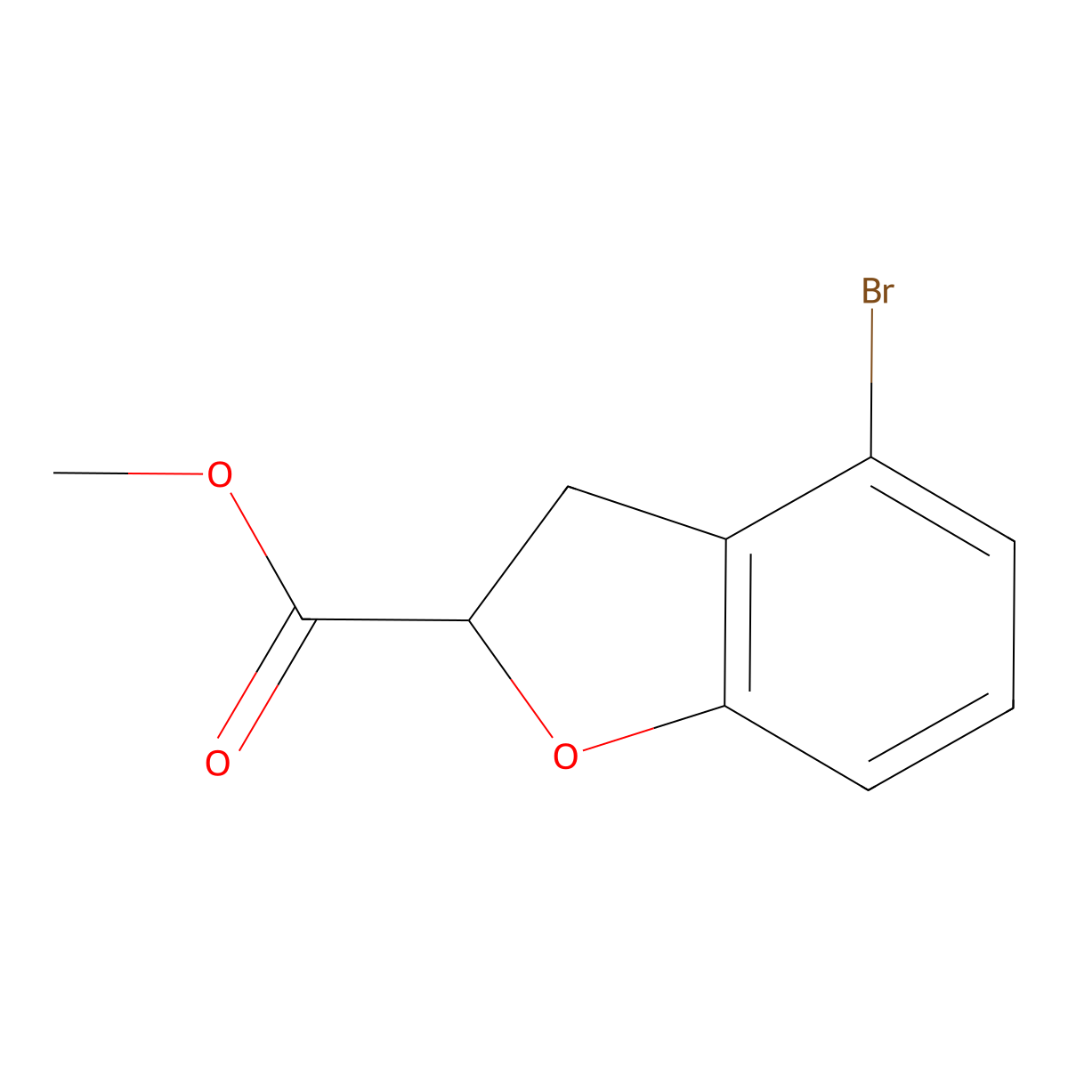 Methyl 4-bromo-2,3-dihydro-1-benzofuran-2-carboxylate molecular structure, CAS 2091091-34-6