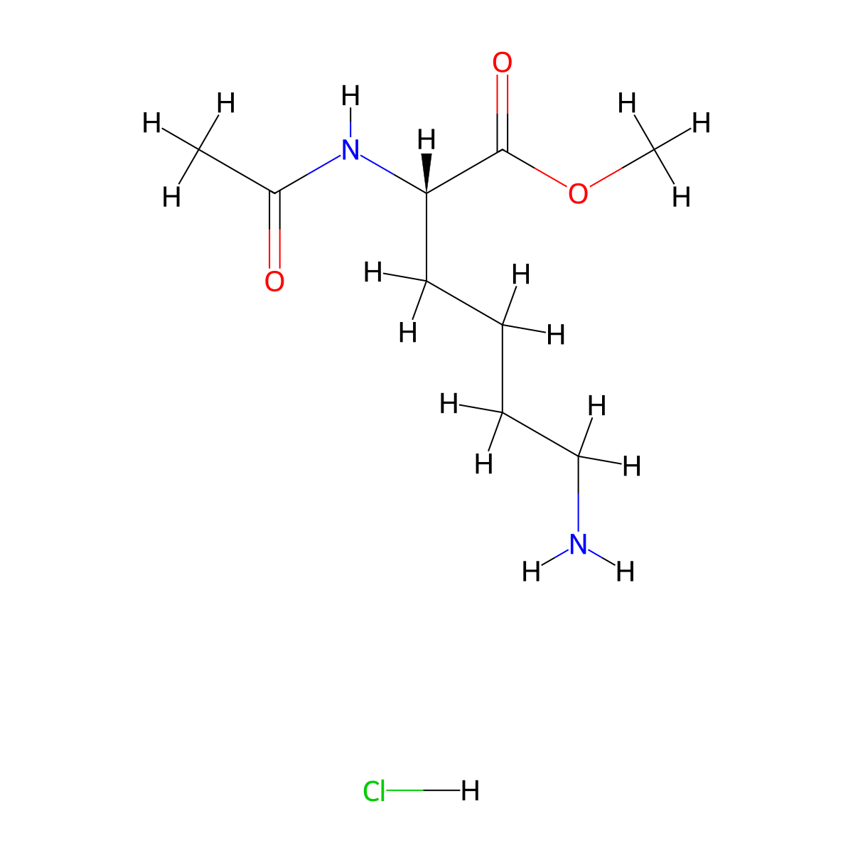 L-Lysine, N2-acetyl-, methyl ester, hydrochloride (1:1) molecular structure, CAS 20911-93-7