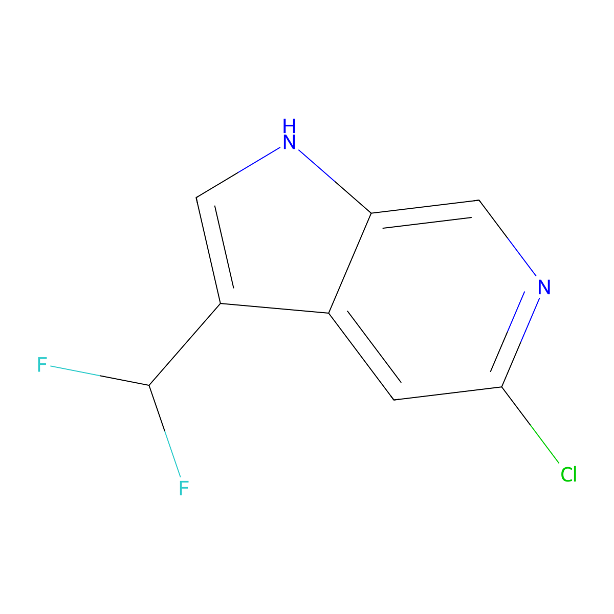 5-Chloro-3-(difluoromethyl)-1H-pyrrolo[2,3-C]pyridine molecular structure, CAS 2091100-38-6