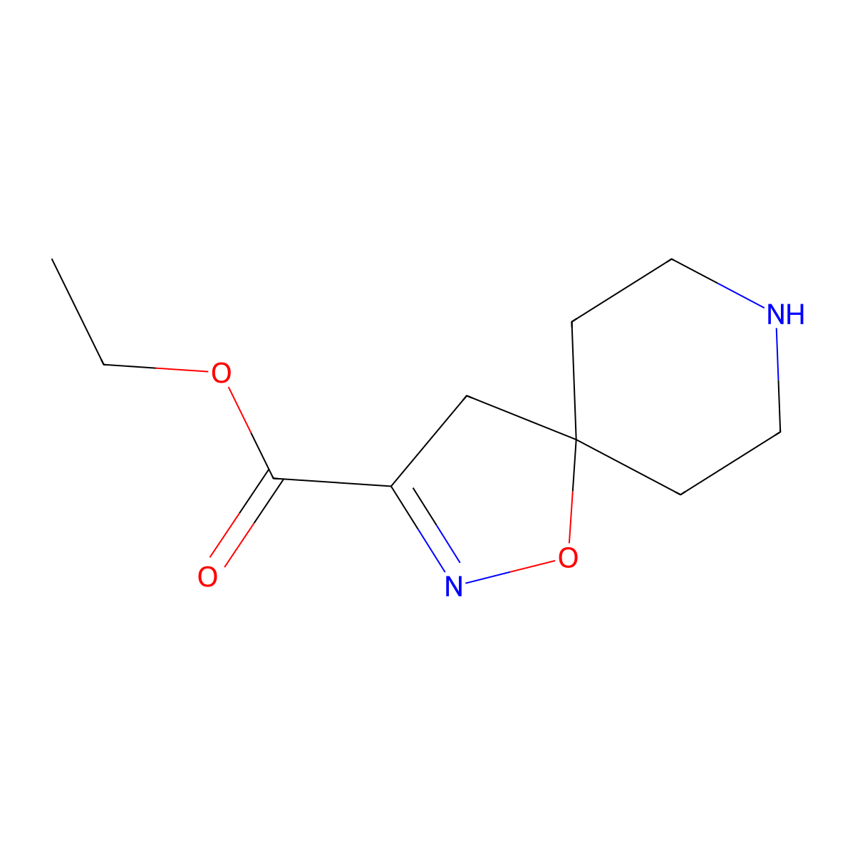 Ethyl 1-oxa-2,8-diazaspiro[4.5]dec-2-ene-3-carboxylate molecular structure, CAS 2091102-13-3