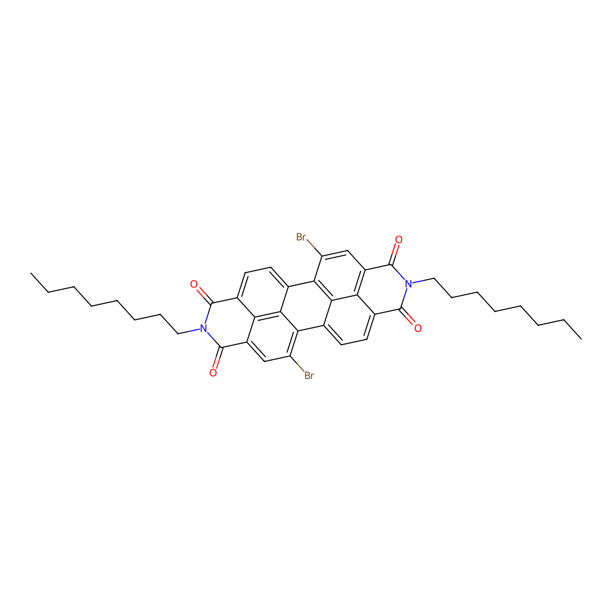 5,12-Dibromo-2,9-dioctylanthra[2,1,9-def:6,5,10-d'e'f']diisoquinoline-1,3,8,10(2H,9H)-tetraone molecular structure, CAS 209111-67-1
