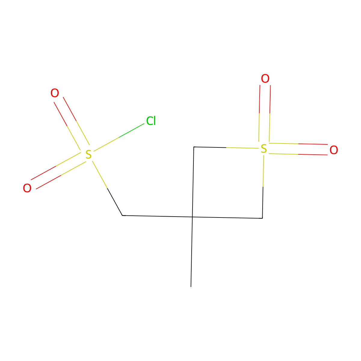 (3-Methyl-1,1-dioxo-1lambda6-thietan-3-yl)methanesulfonyl chloride molecular structure, CAS 2091110-80-2