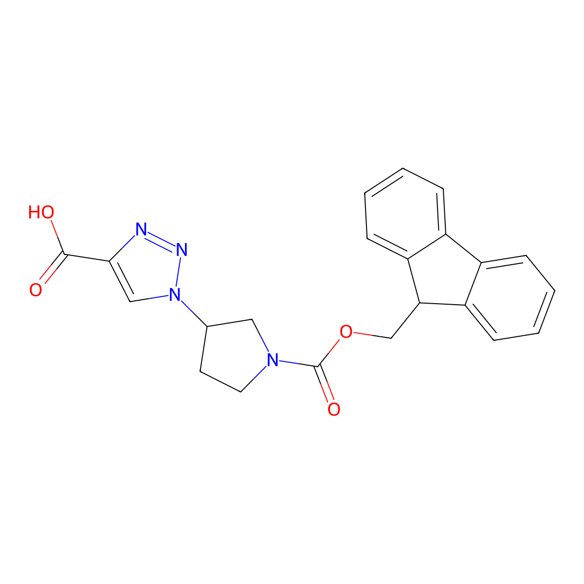 1-(1-(((9H-fluoren-9-yl)methoxy)carbonyl)pyrrolidin-3-yl)-1H-1,2,3-triazole-4-carboxylic acid molecular structure, CAS 2091116-27-5