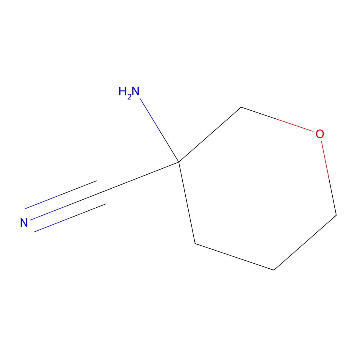 3-Aminotetrahydro-2H-pyran-3-carbonitrile molecular structure, CAS 209112-18-5