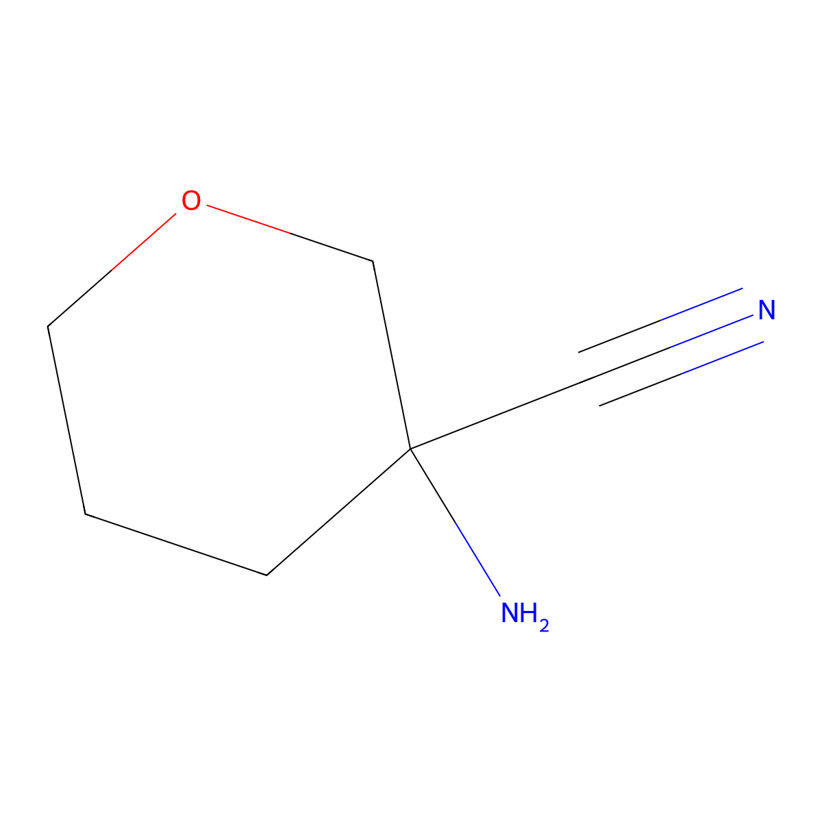 3-Aminotetrahydro-2H-pyran-3-carbonitrile molecular structure, CAS 209112-18-5