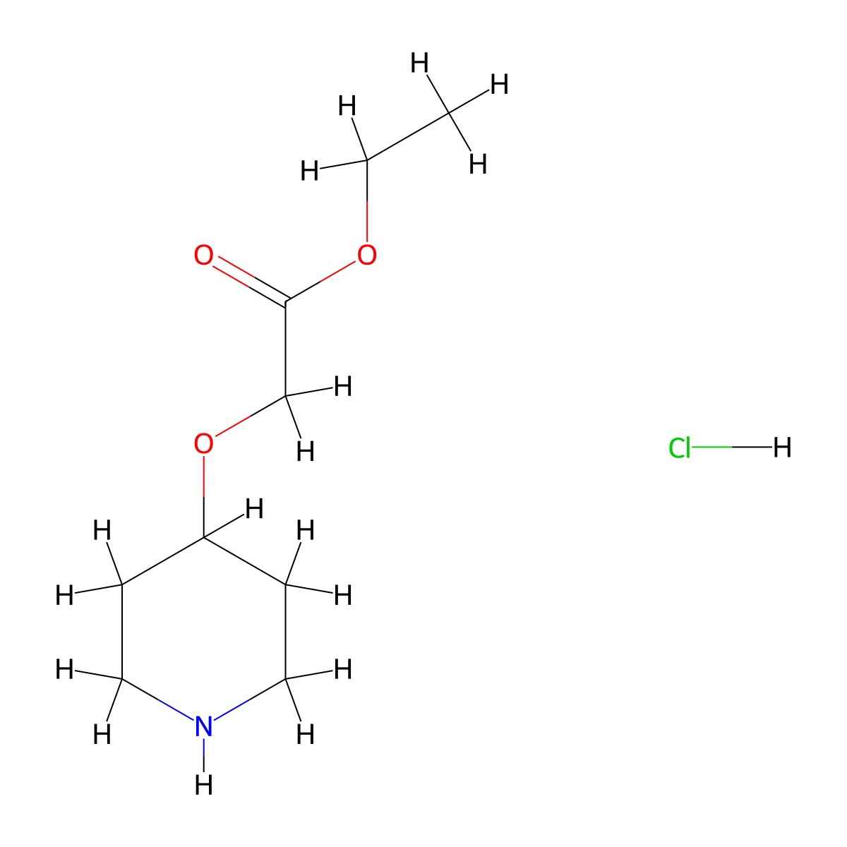 Ethyl (piperidin-4-yloxy)-acetate hydrochloride molecular structure, CAS 209112-79-8