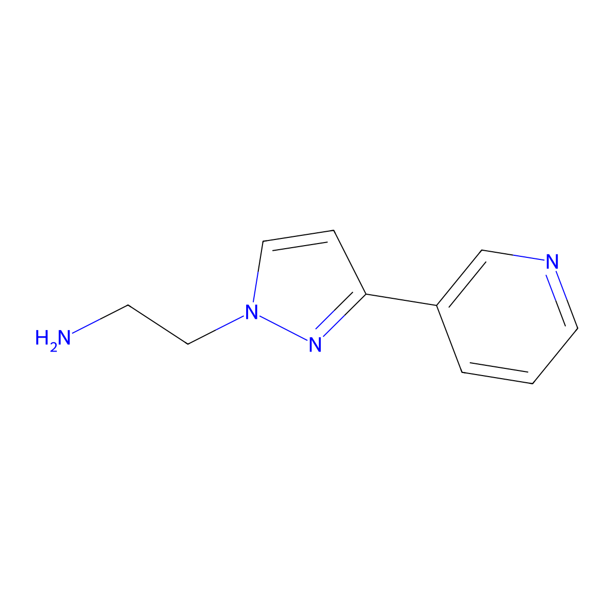 2-(3-(pyridin-3-yl)-1H-pyrazol-1-yl)ethan-1-amine molecular structure, CAS 2091123-91-8