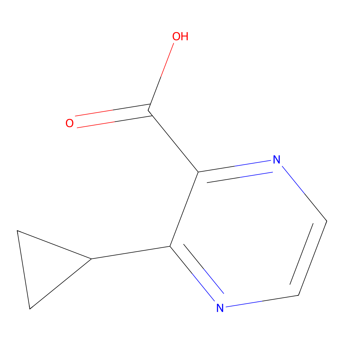 3-Cyclopropylpyrazine-2-carboxylic acid molecular structure, CAS 2091126-97-3