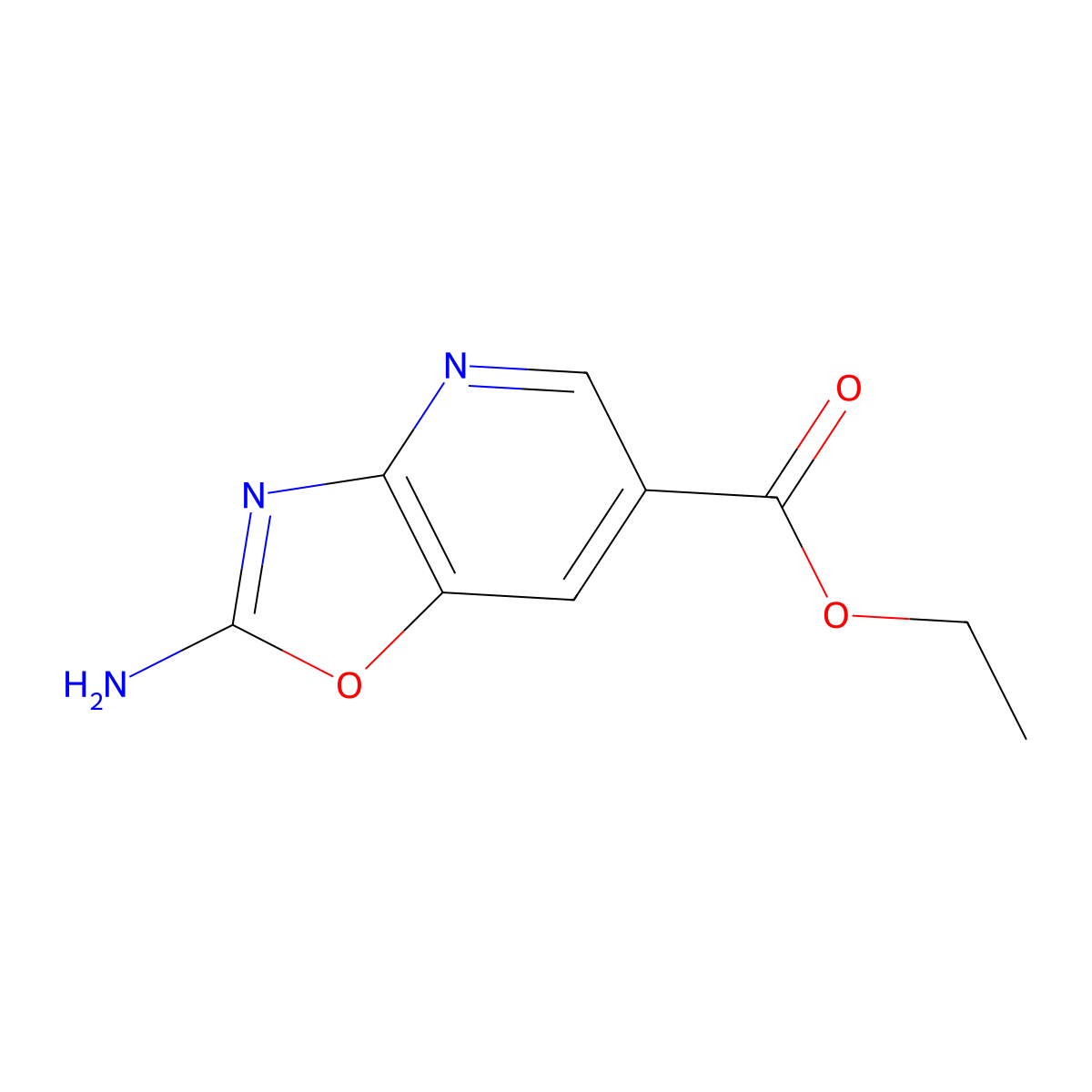 Ethyl 2-amino-[1,3]oxazolo[4,5-b]pyridine-6-carboxylate molecular structure, CAS 2091127-19-2