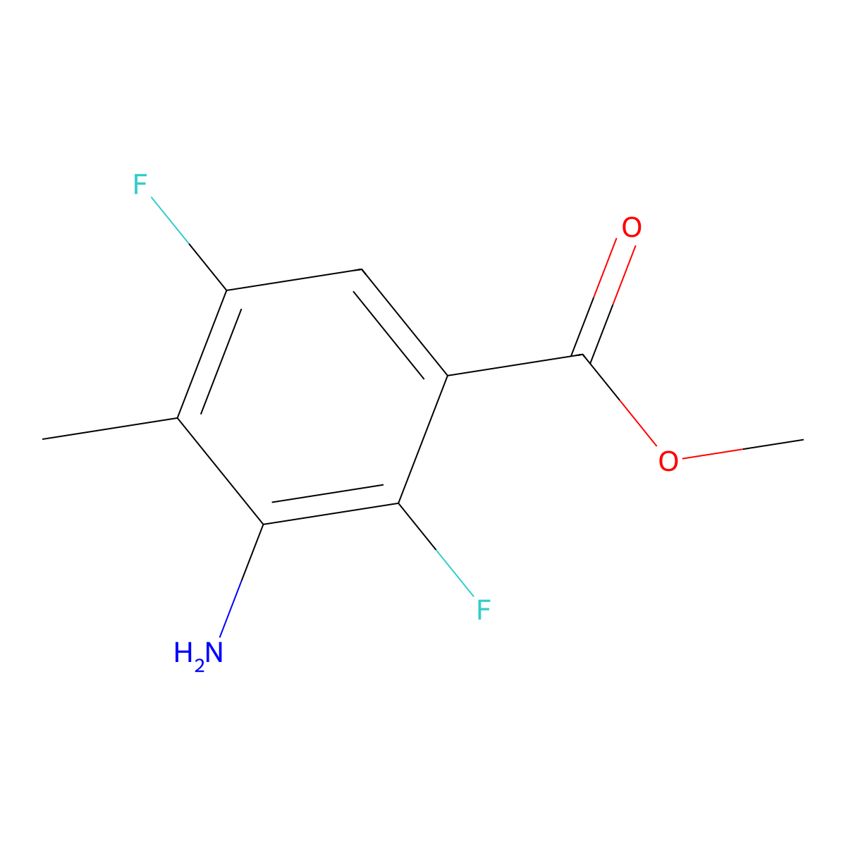 Methyl 3-amino-2,5-difluoro-4-methylbenzoate molecular structure, CAS 2091129-10-9