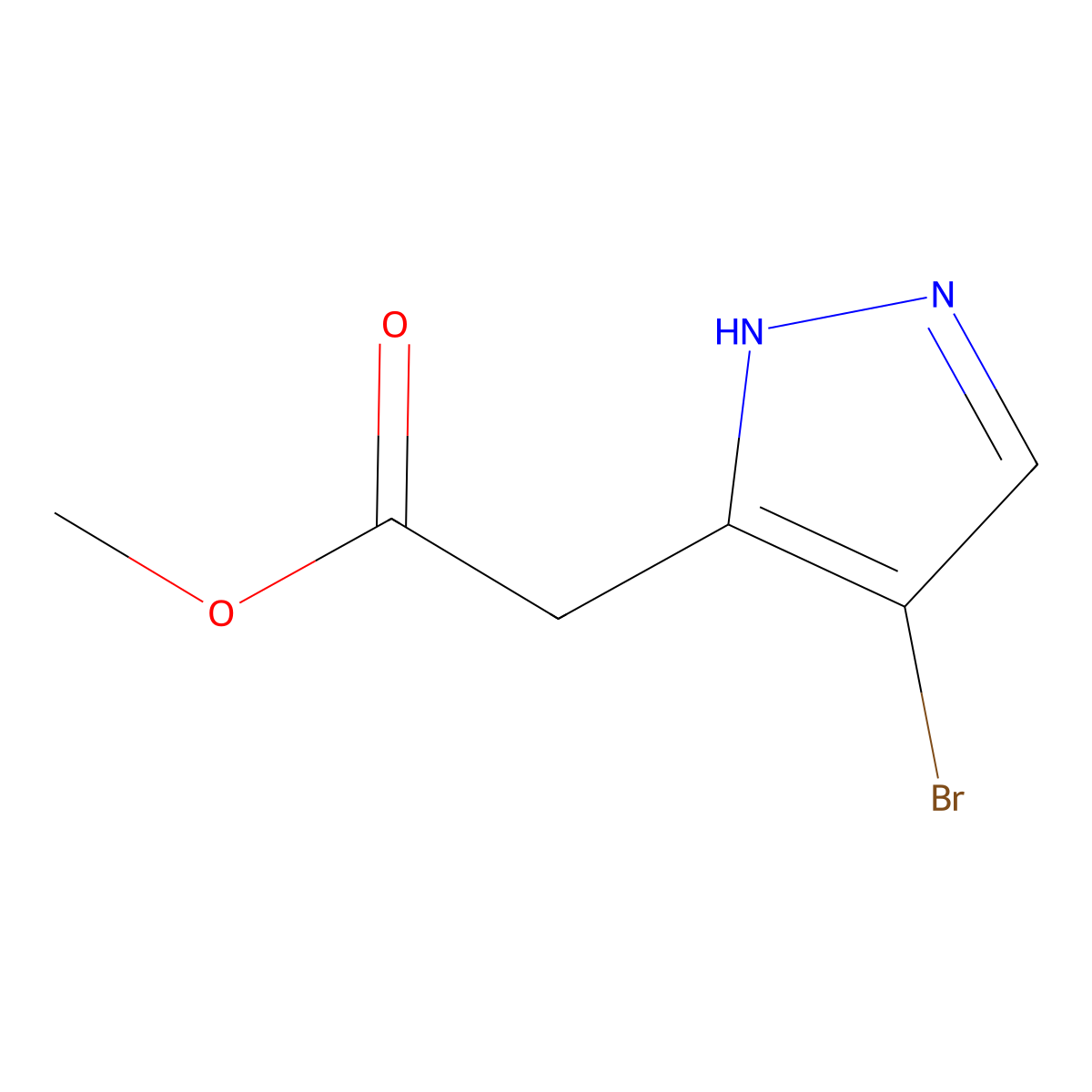 methyl 2-(4-bromo-1H-pyrazol-3-yl)acetate molecular structure, CAS 2091131-43-8