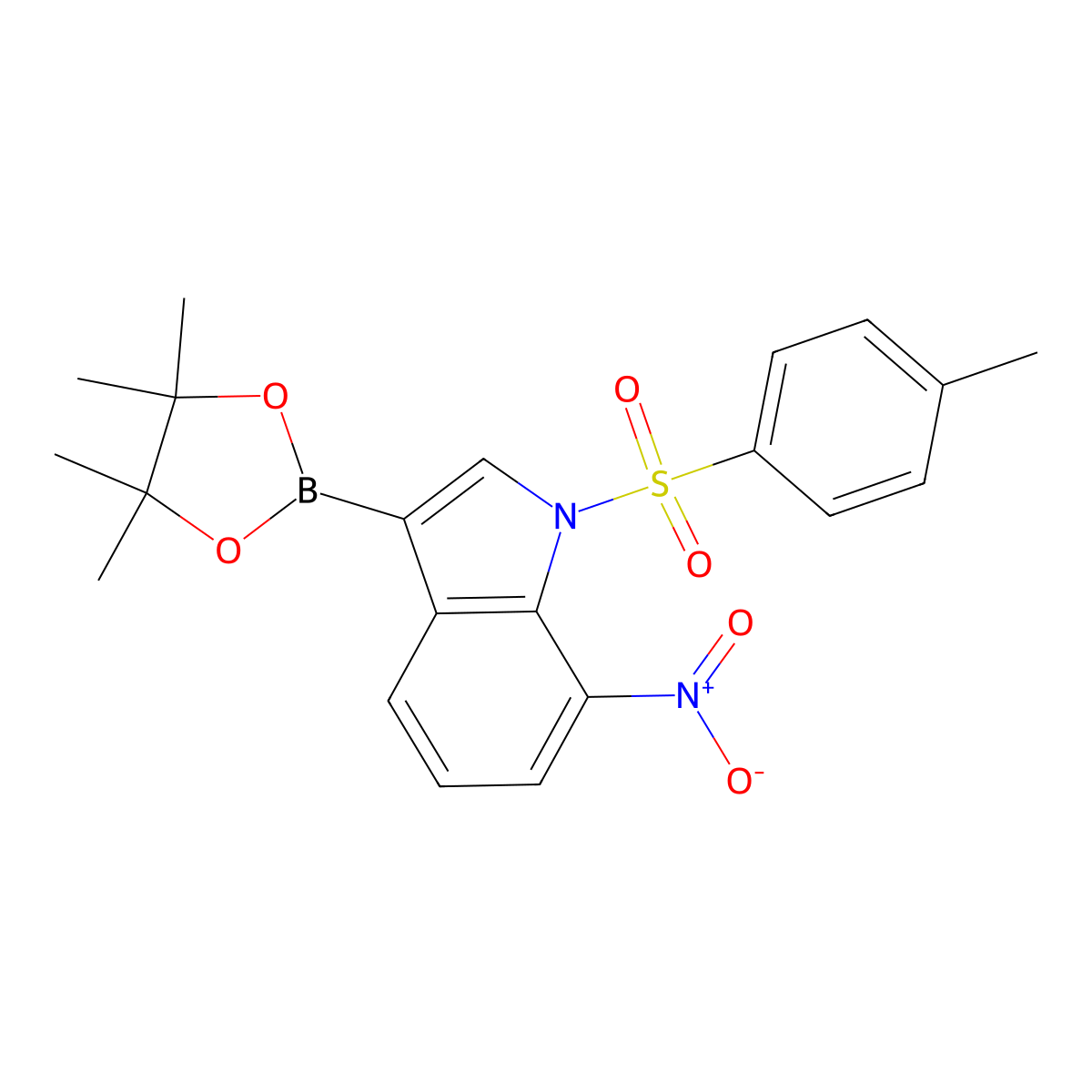 7-Nitro-3-(4,4,5,5-tetramethyl-1,3,2-dioxaborolan-2-yl)-1-tosyl-1H-indole molecular structure, CAS 2091135-03-2