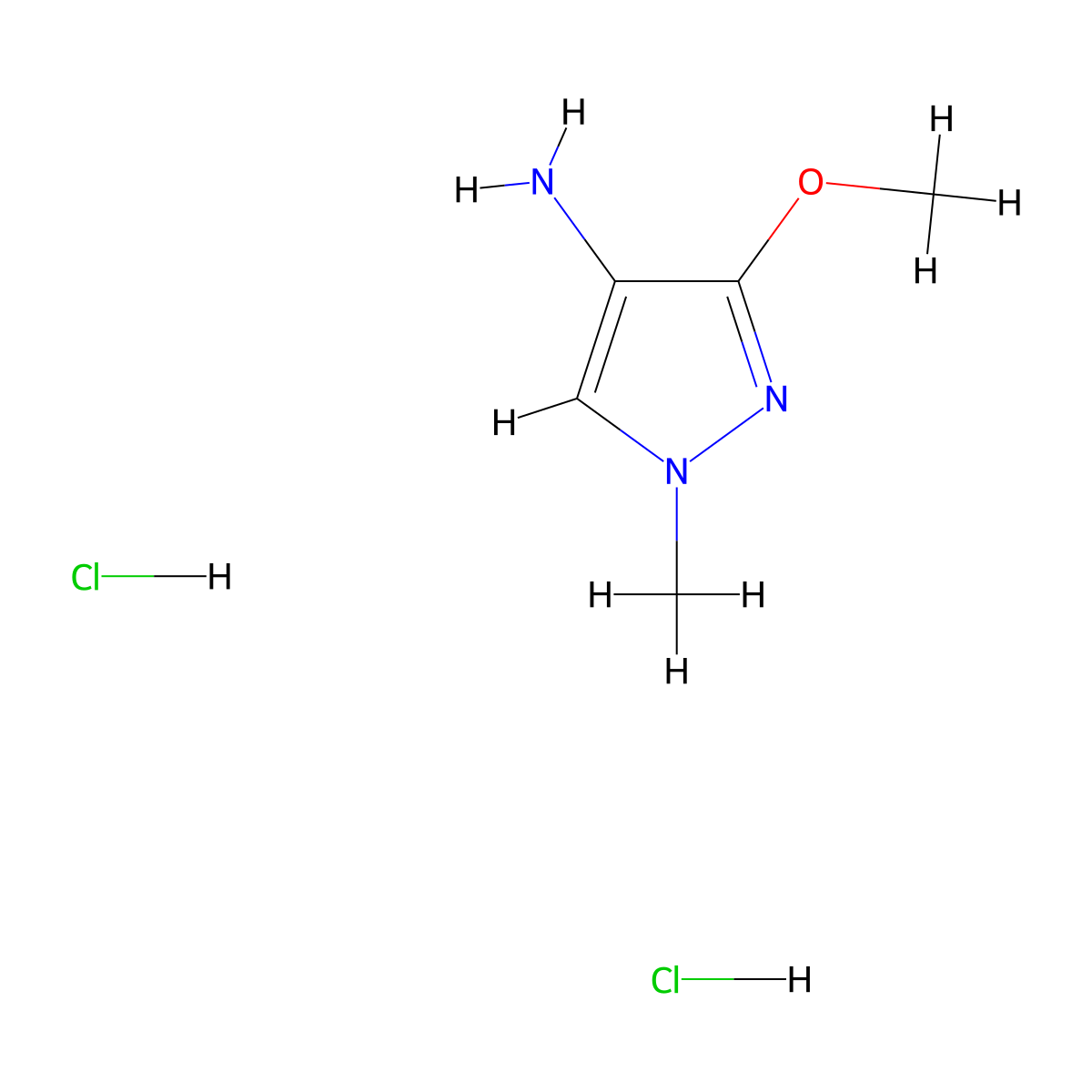 3-Methoxy-1-methyl-1H-pyrazol-4-amine dihydrochloride molecular structure, CAS 2091135-14-5