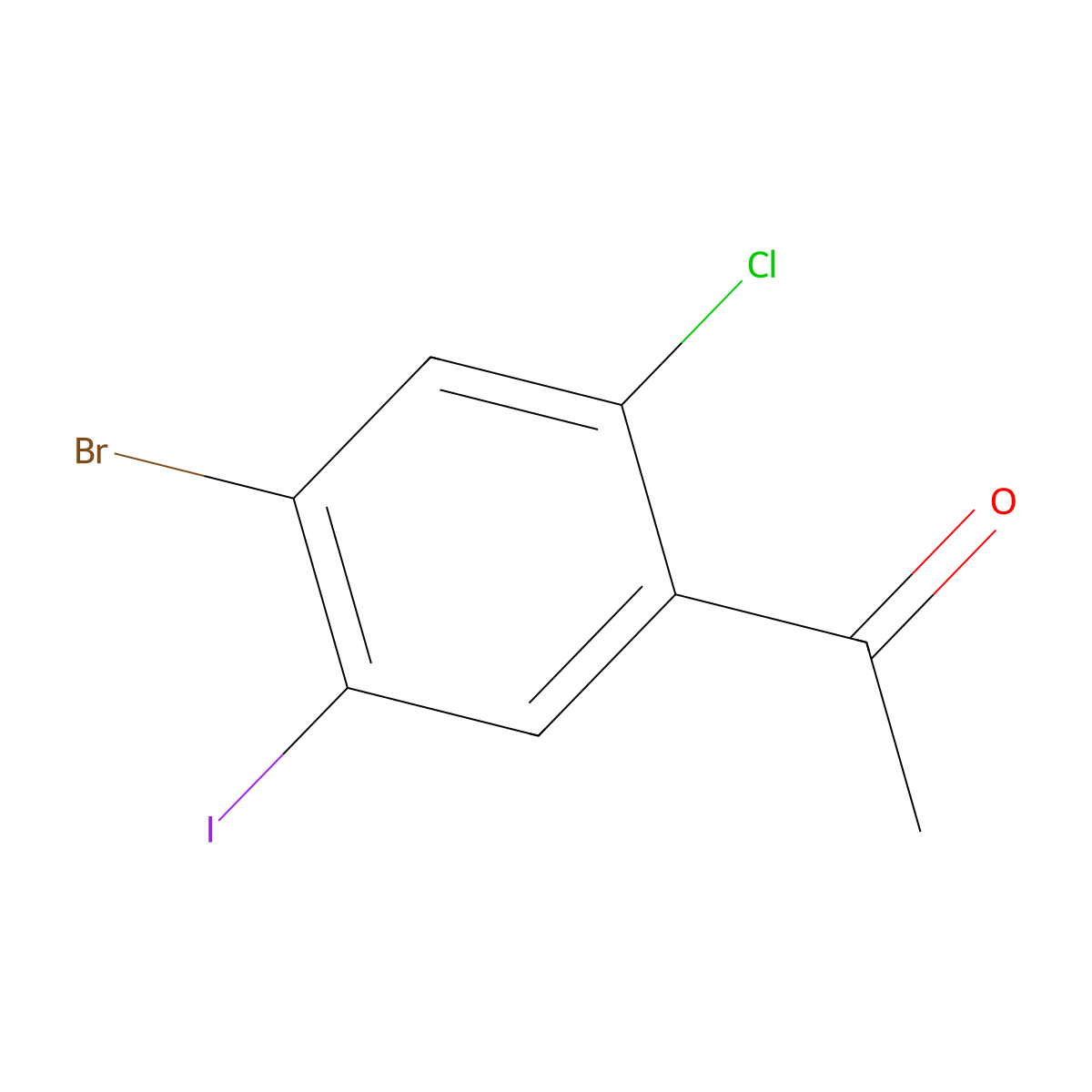 4'-Bromo-2'-chloro-5'-iodoacetophenone molecular structure, CAS 2091136-77-3