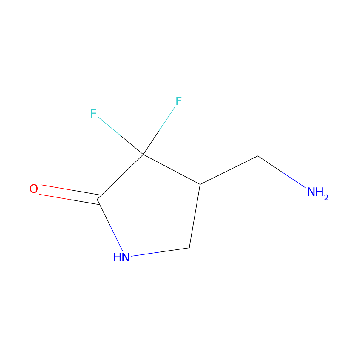 4-(Aminomethyl)-3,3-difluoropyrrolidin-2-one molecular structure, CAS 2091137-92-5