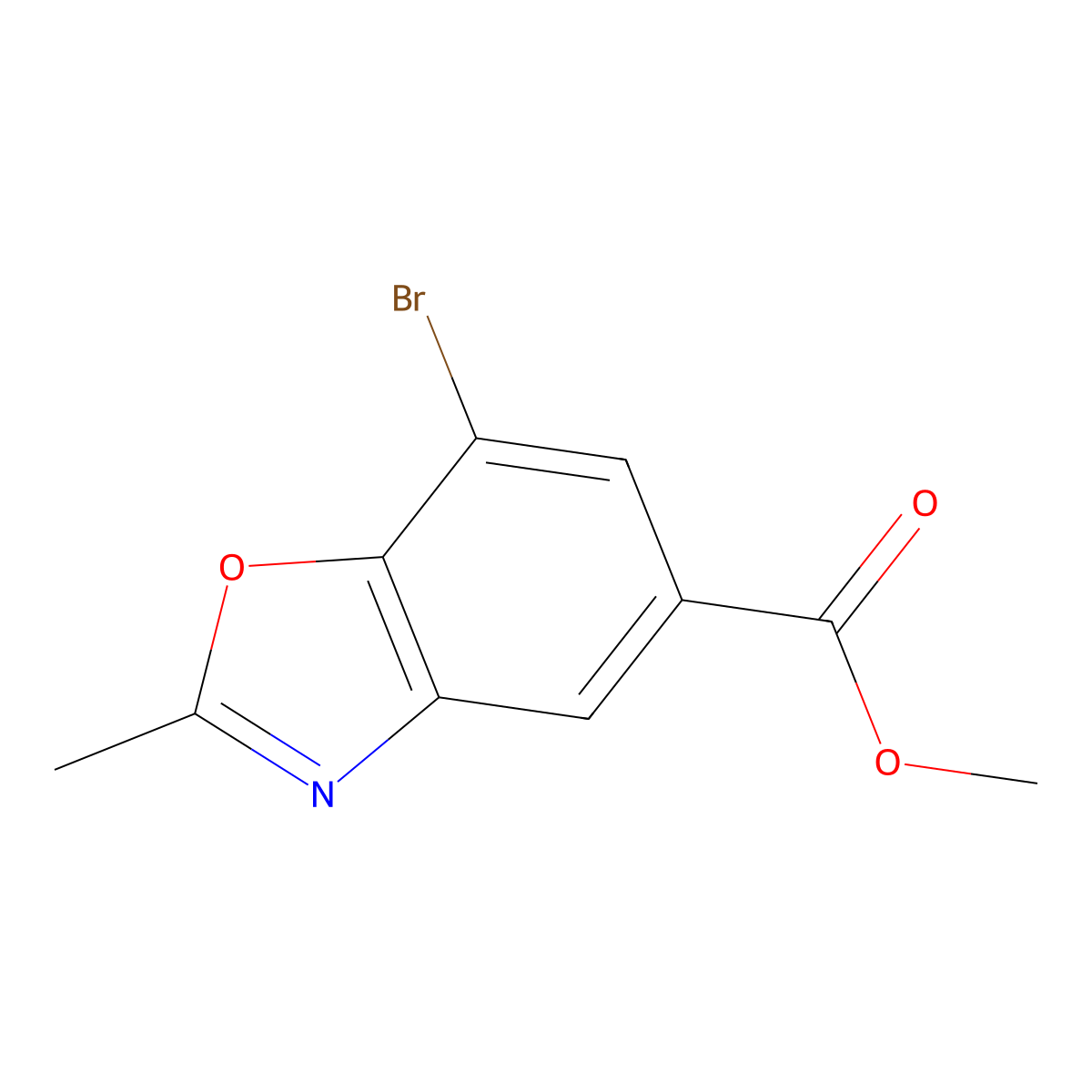 Methyl7-bromo-2-methyl-1,3-benzoxazole-5-carboxylate molecular structure, CAS 2091139-27-2